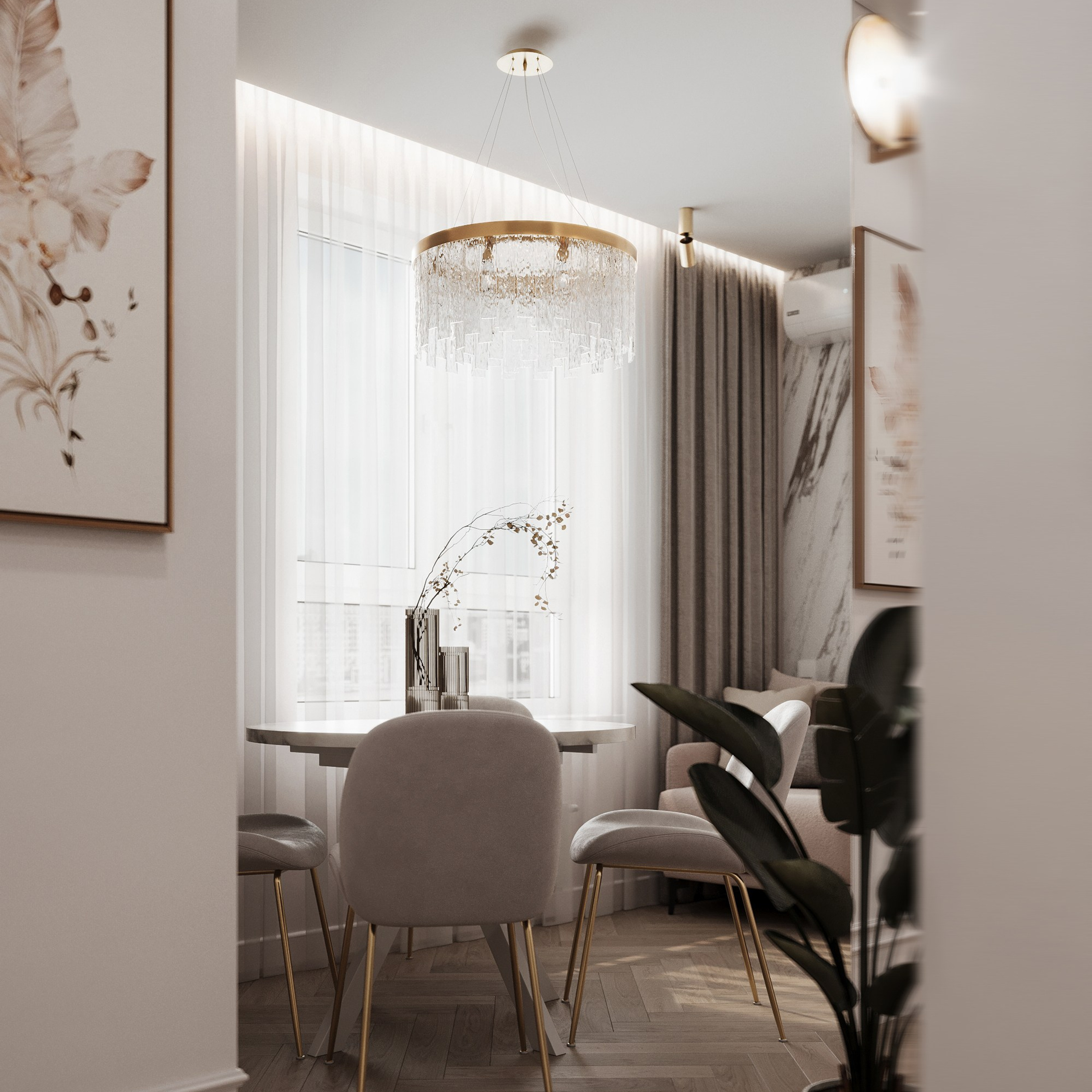 Кухня-гостиная в светлых тонах. LAW.DES / ДИЗАЙНЕР ИНТЕРЬЕРОВ