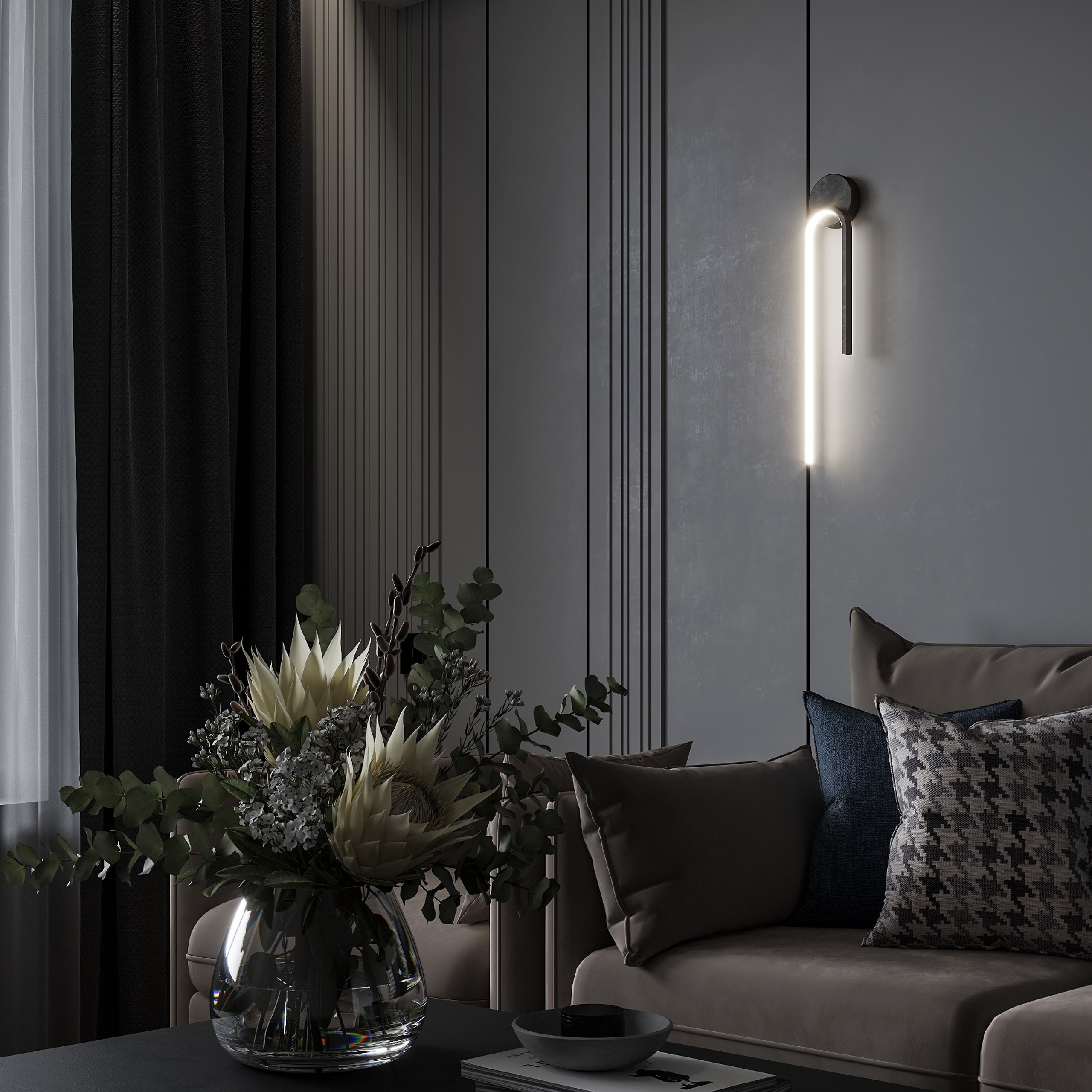 Кухня-гостиная в серых тонах. LAW.DES / ДИЗАЙНЕР ИНТЕРЬЕРОВ