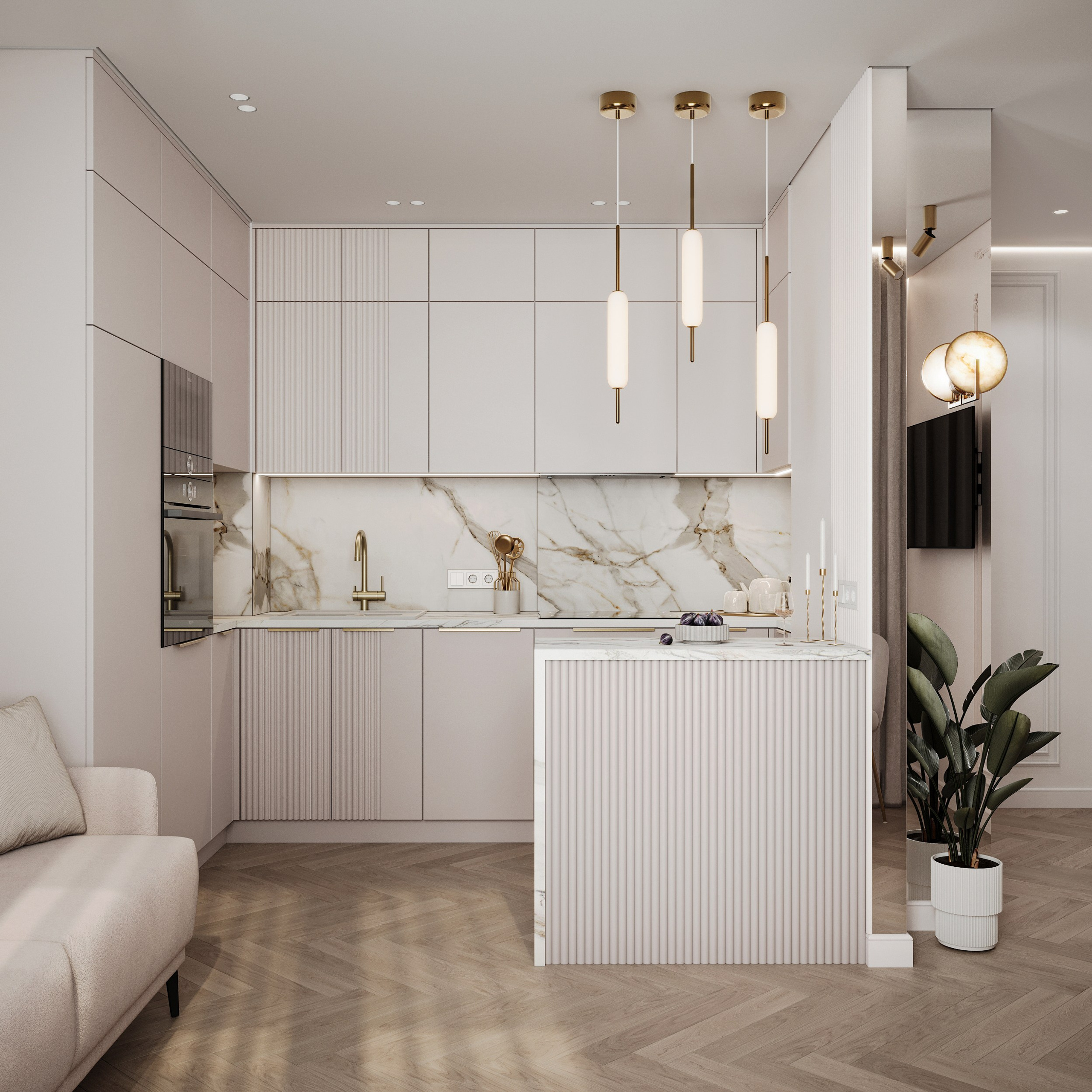 Нежный кухонный гарнитур