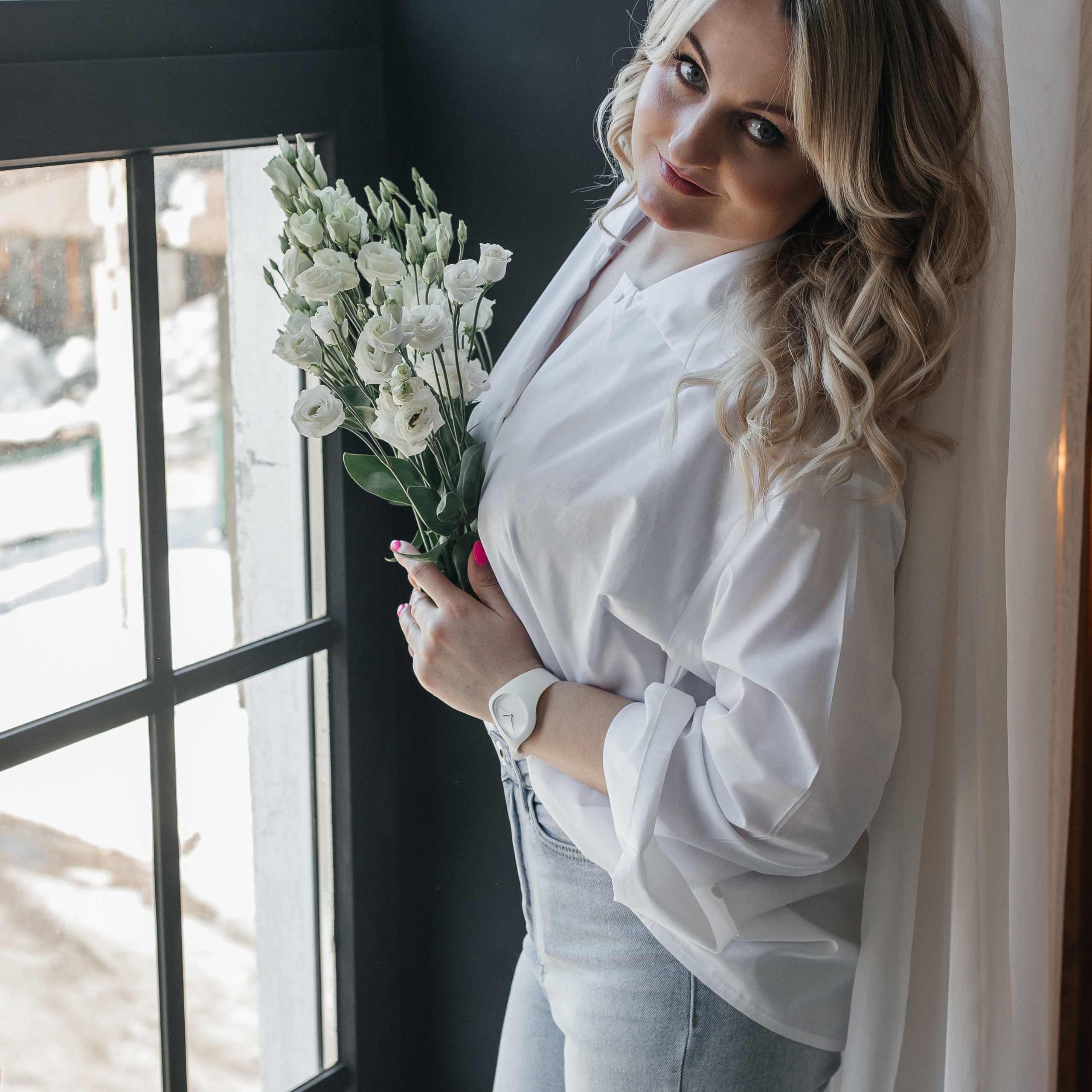 Съёмка с живыми цветами