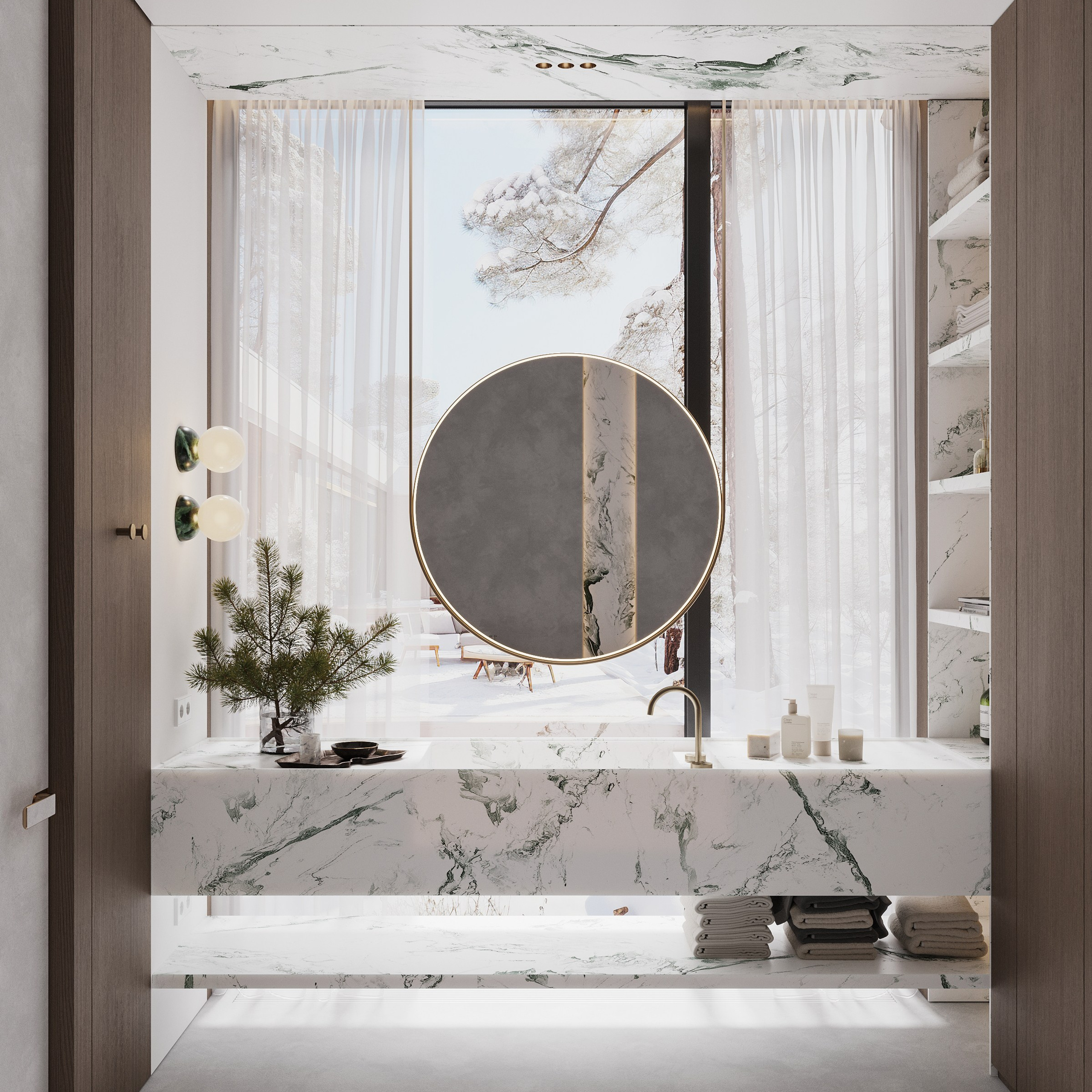 Ванная комната с&nbsp;панорамным окном