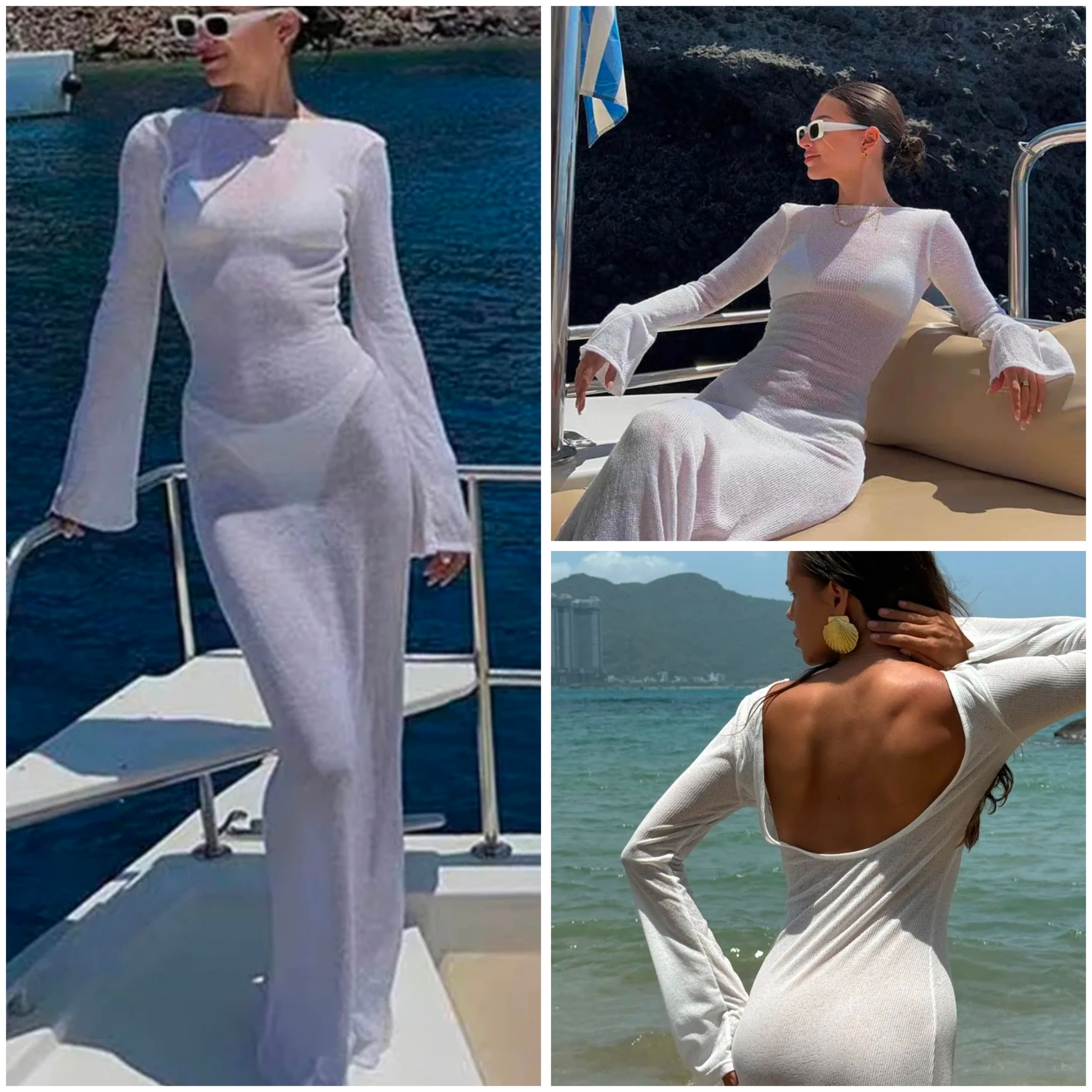 Новинка. Белое лёгкое трикотажное платье. Немного просвечивает, нужно телесное или белое нижнее белье. Цвет белый. На размер 44-48.