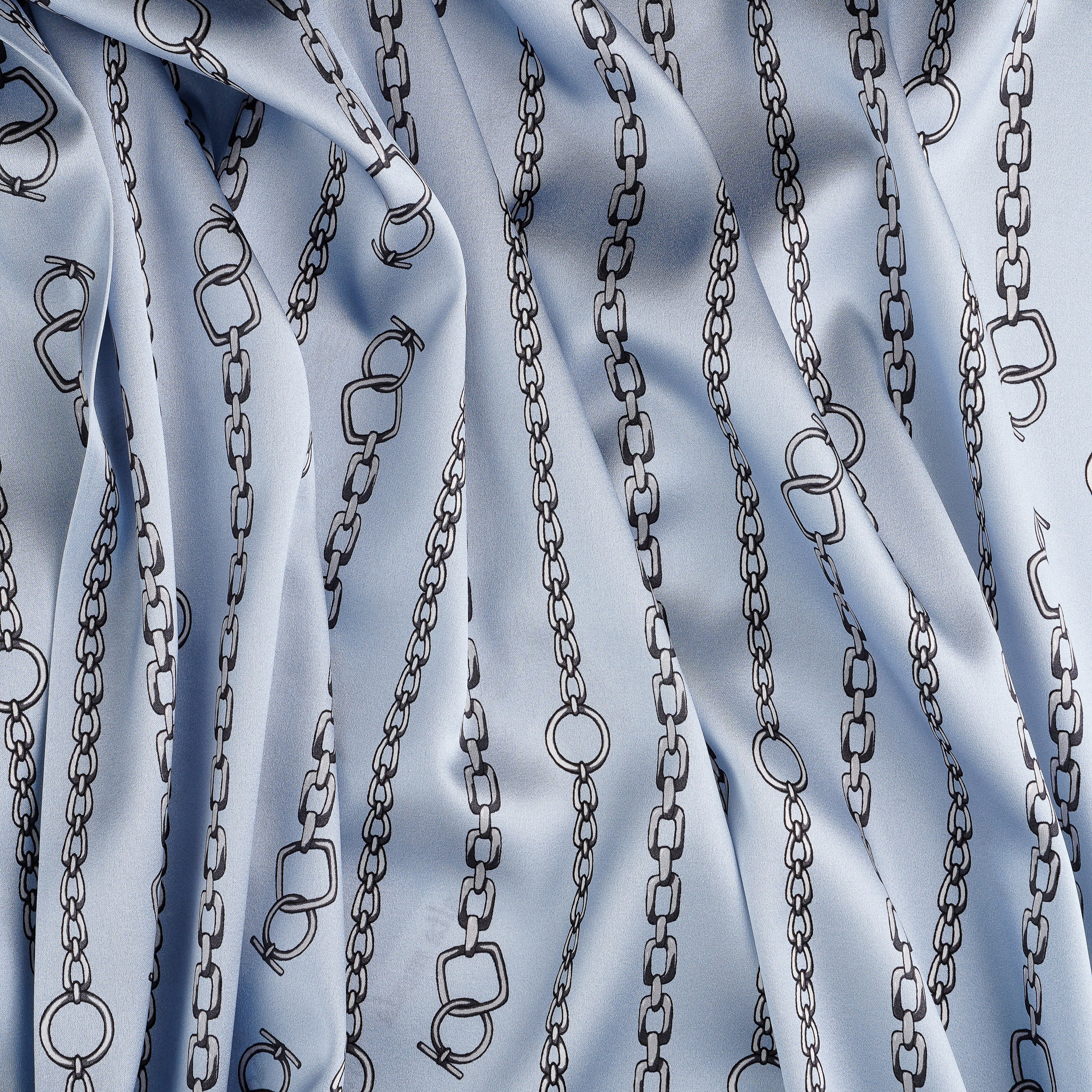 ШЕЛК - МТ330 - ШИРИНА - 1,40 - ГОЛУБОЙ С ЦЕПЯМИ - 2,6