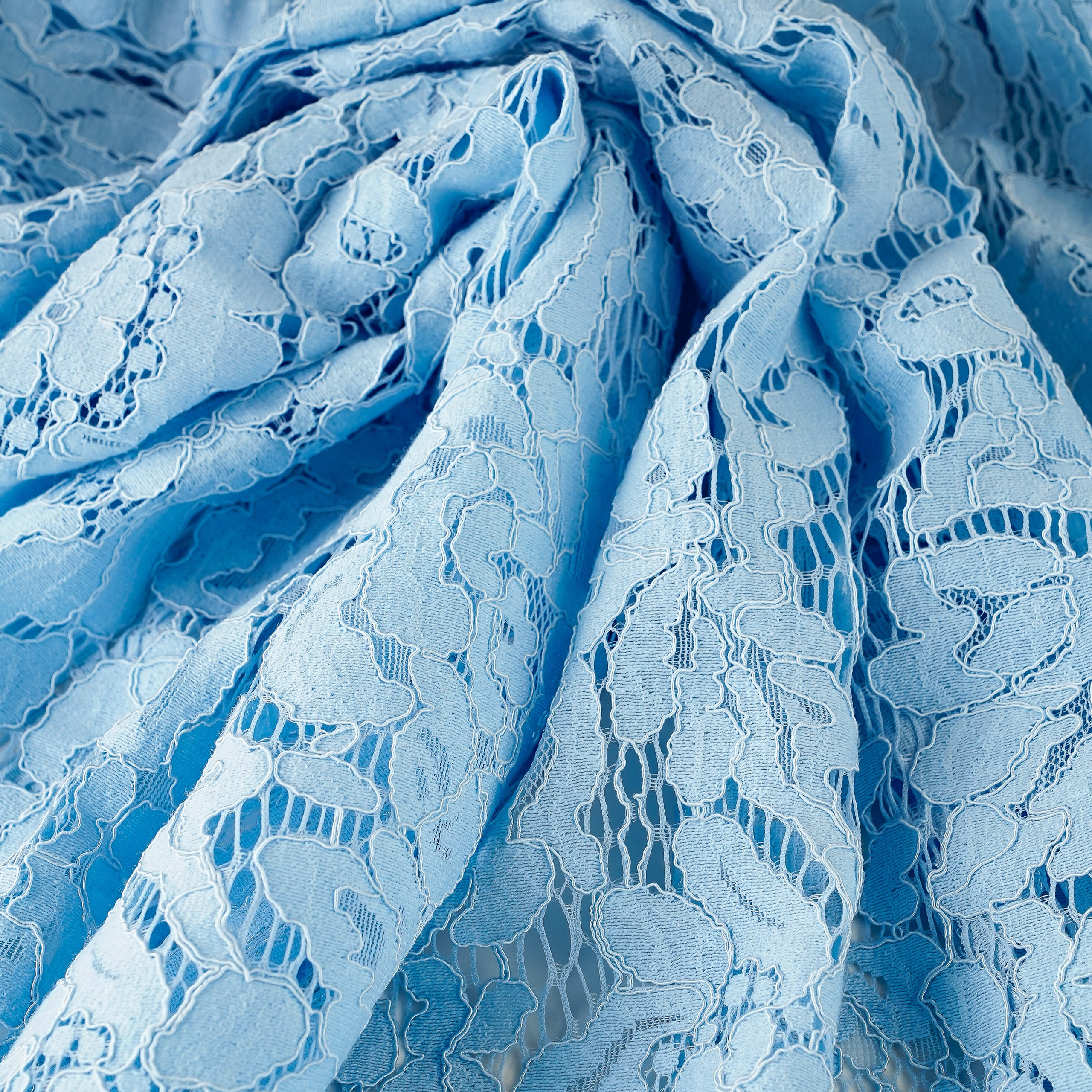 DOLCE GABBANA -  ITALY - КРУЖЕВО - КК55 - ШИРИНА 1,45 - ГОЛУБАЯ - 1,15 - КУПОН - 7500