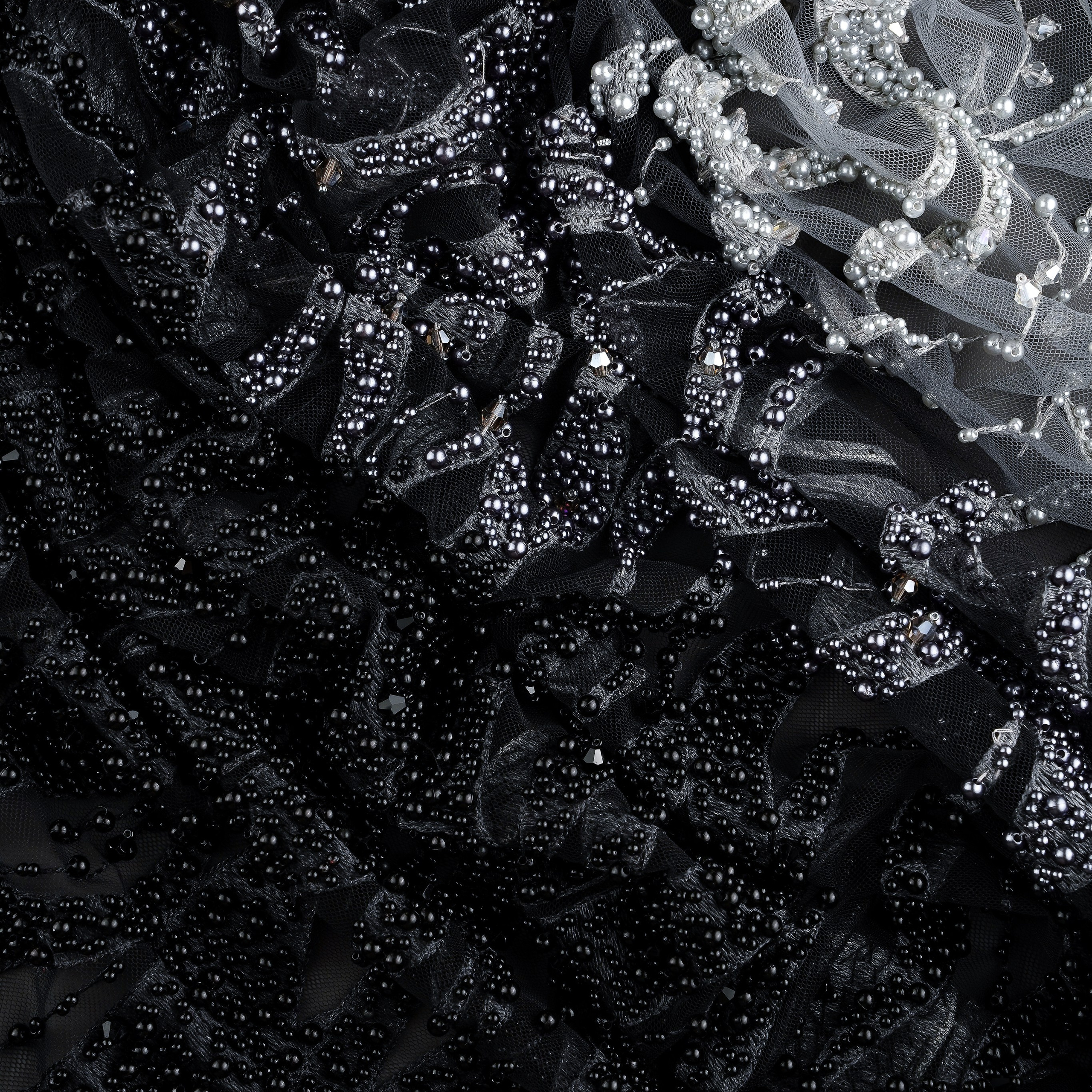 ELIE SAAB - LEBANON - Т80 - ОМБРЕ - ШИРИНА 1,40 - ЧЕРНО/БЕЛЫЙ - К 1,40 ; 2К 1,50