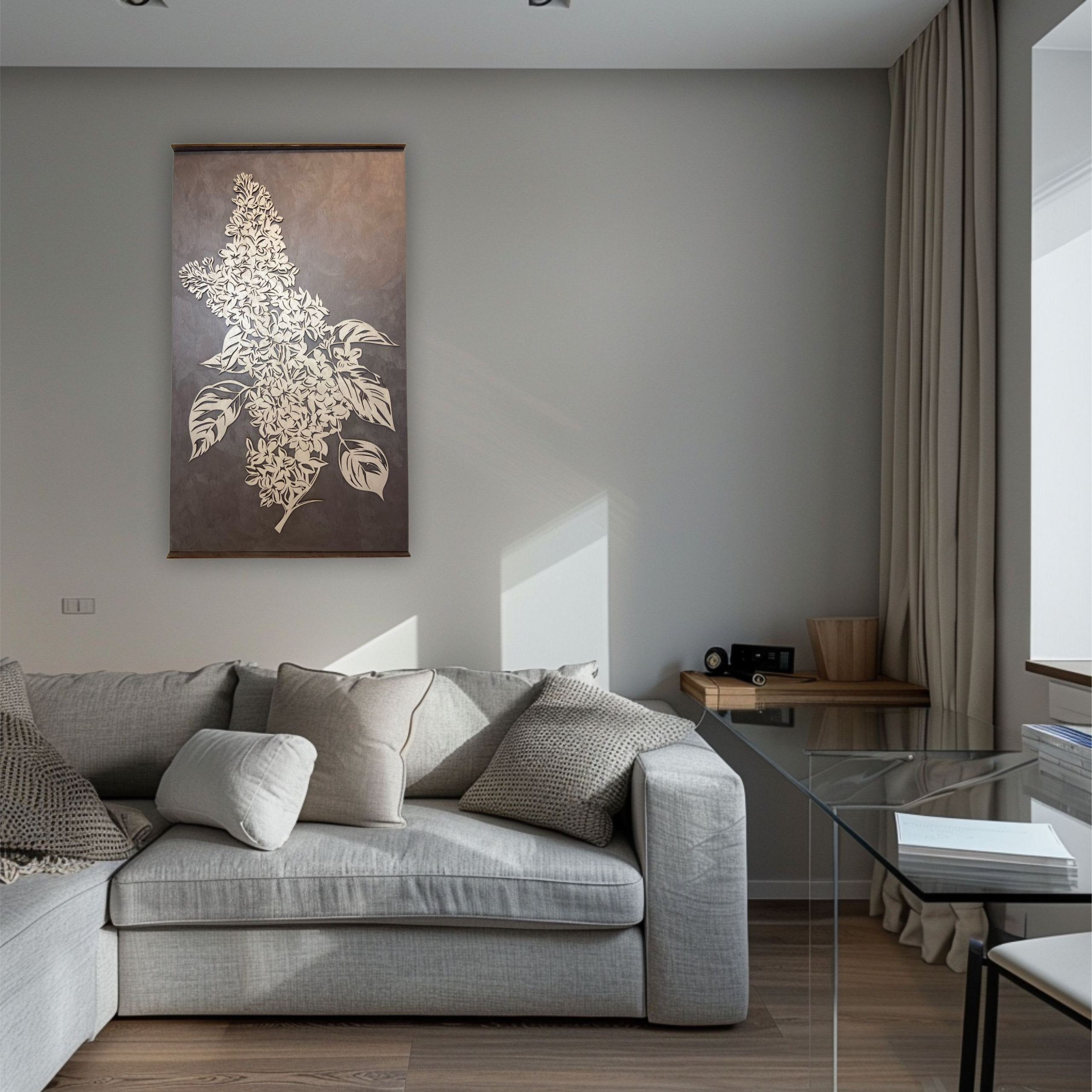 Панно картина на стену Сирень. Арт-объекты для стен. Авторские картины, панно, часы и портреты по фото