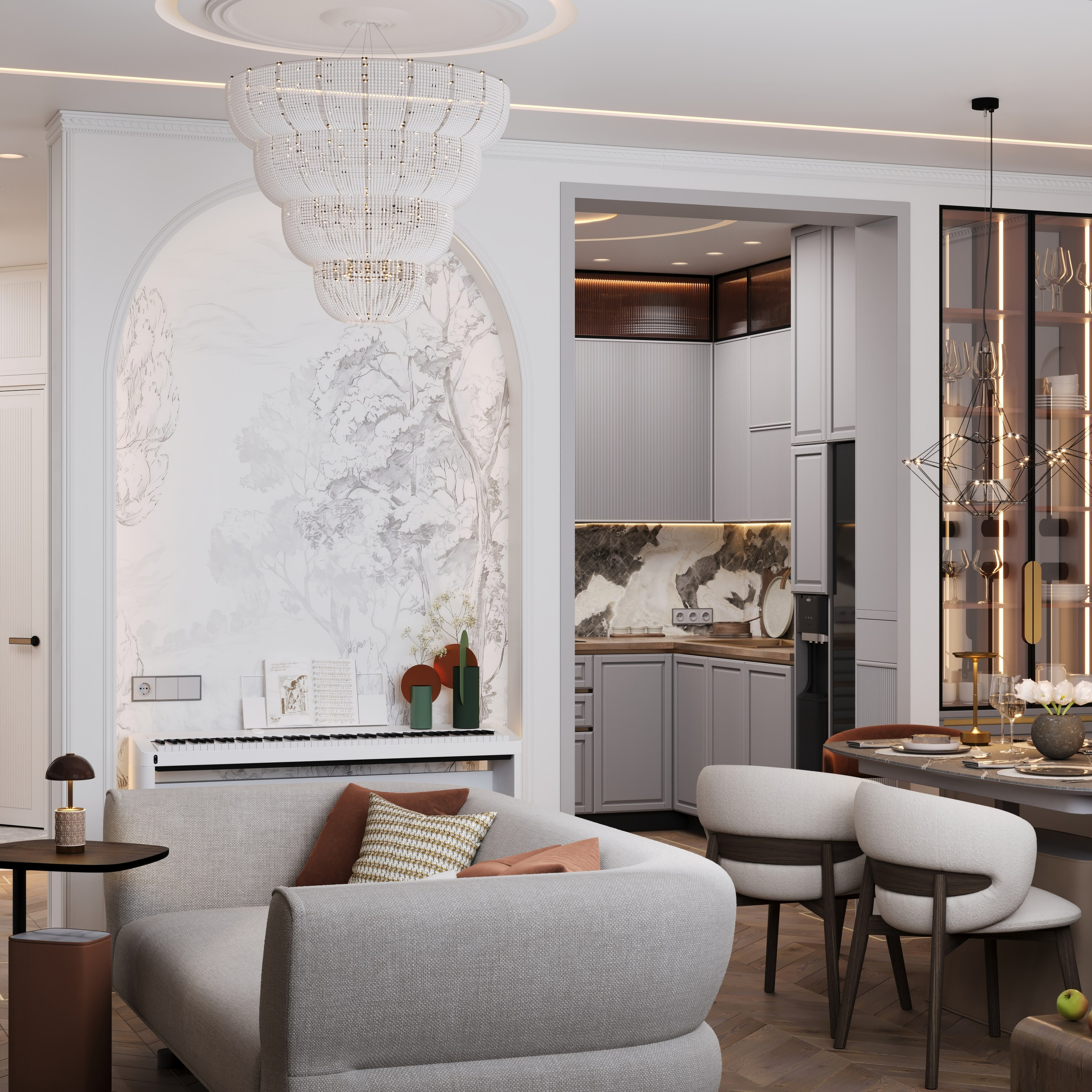 3Д визуализация квартиры пгт Заречье 62.7 m²