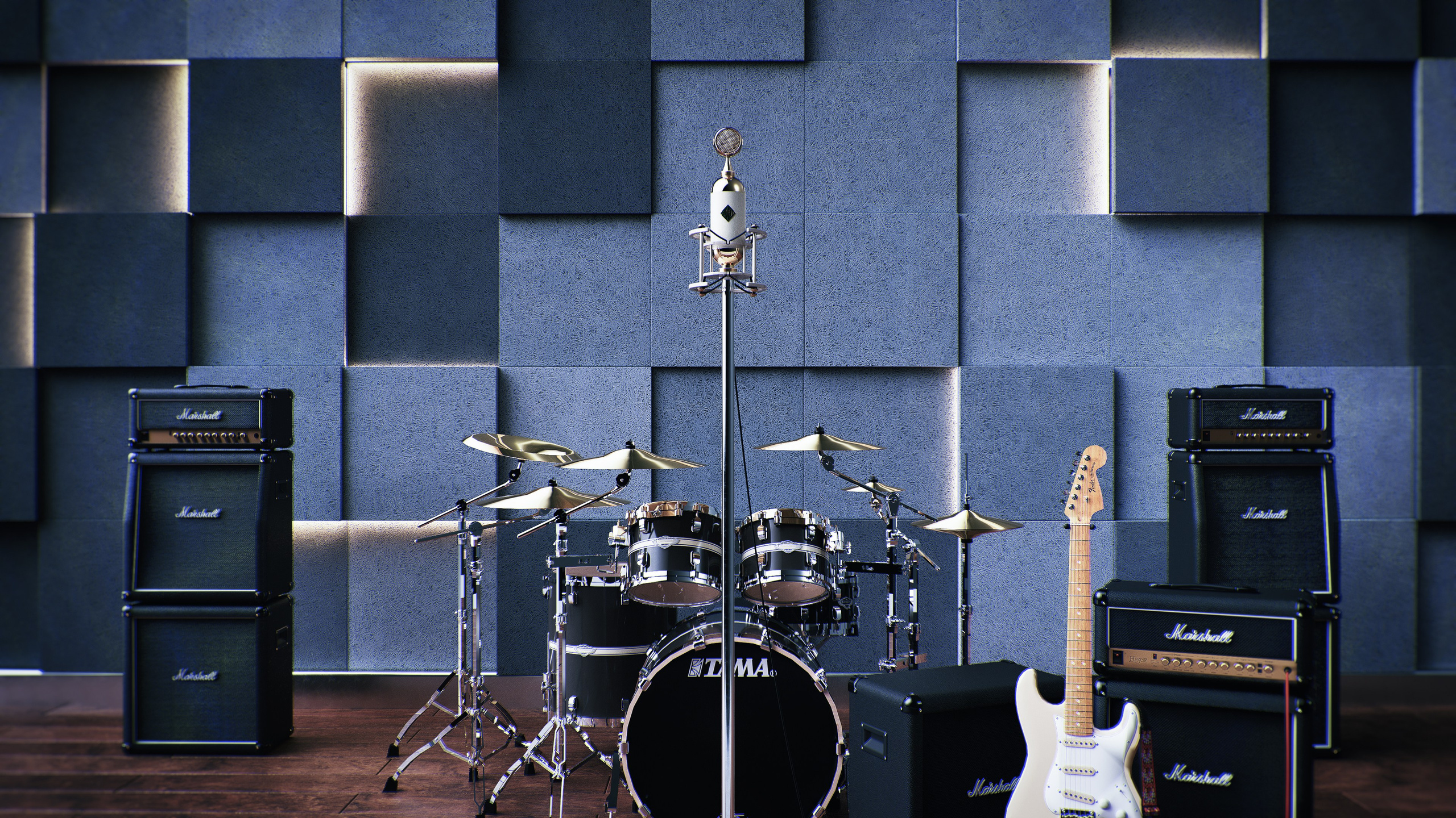 Визуализация фибролитовых панелей в интерьере 1