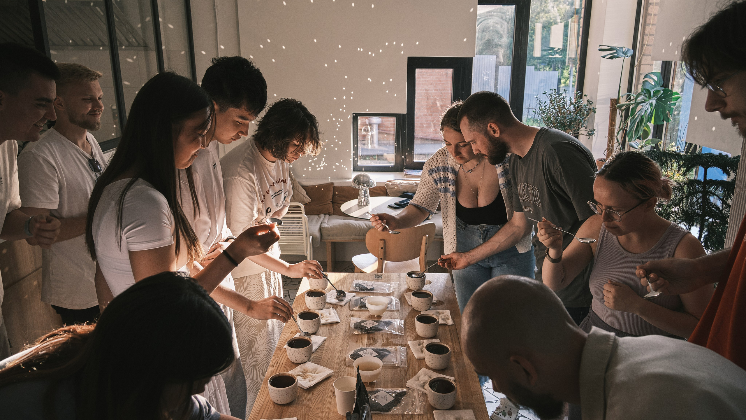 Cupping session. The “Garden” coffee shop