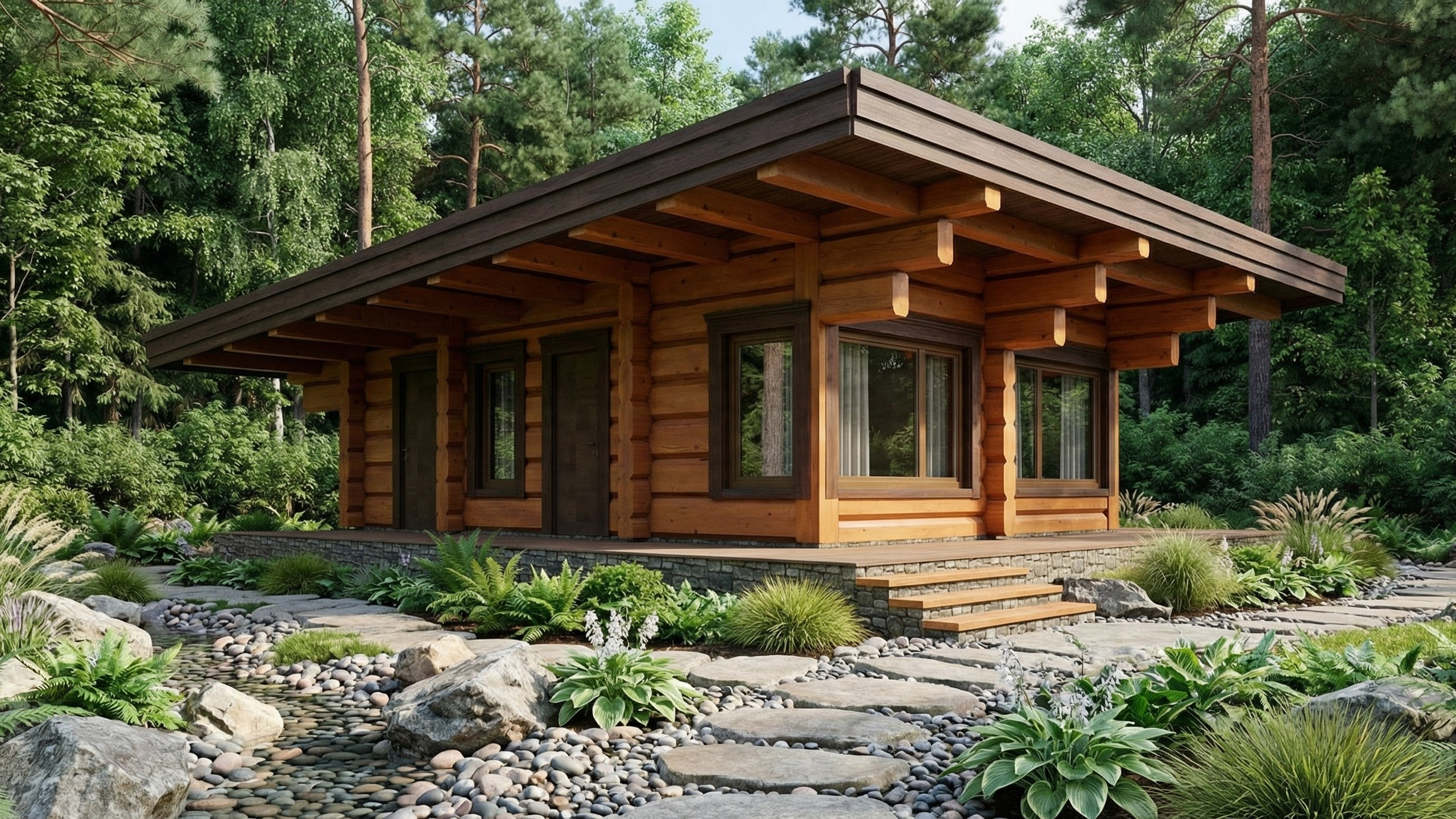 Баня из лафета, 45 м²