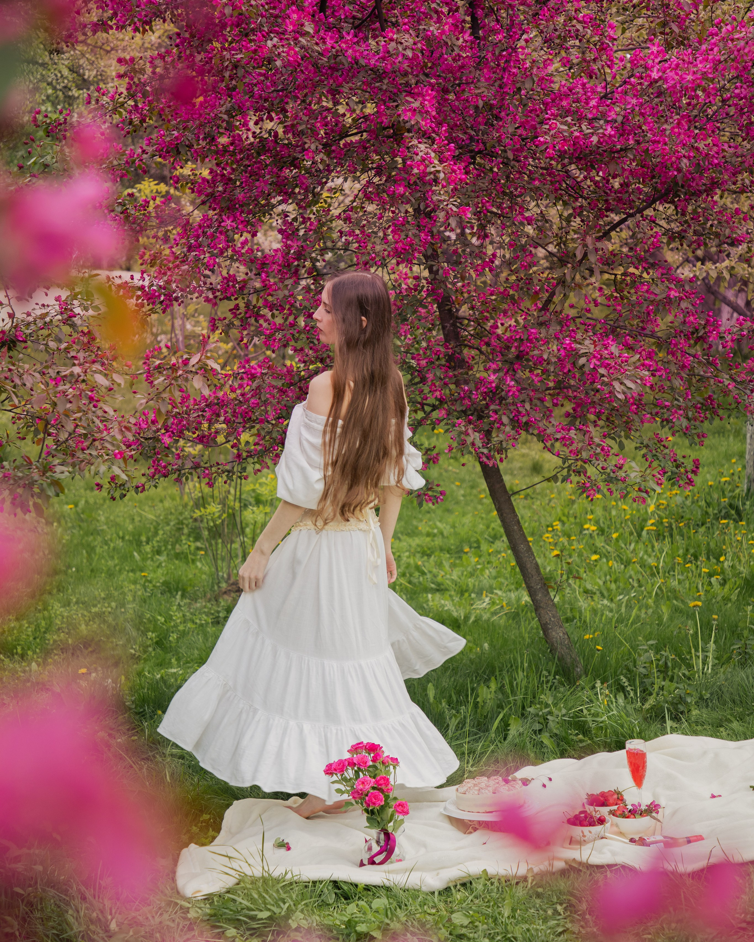 Пикник в розовых яблонях