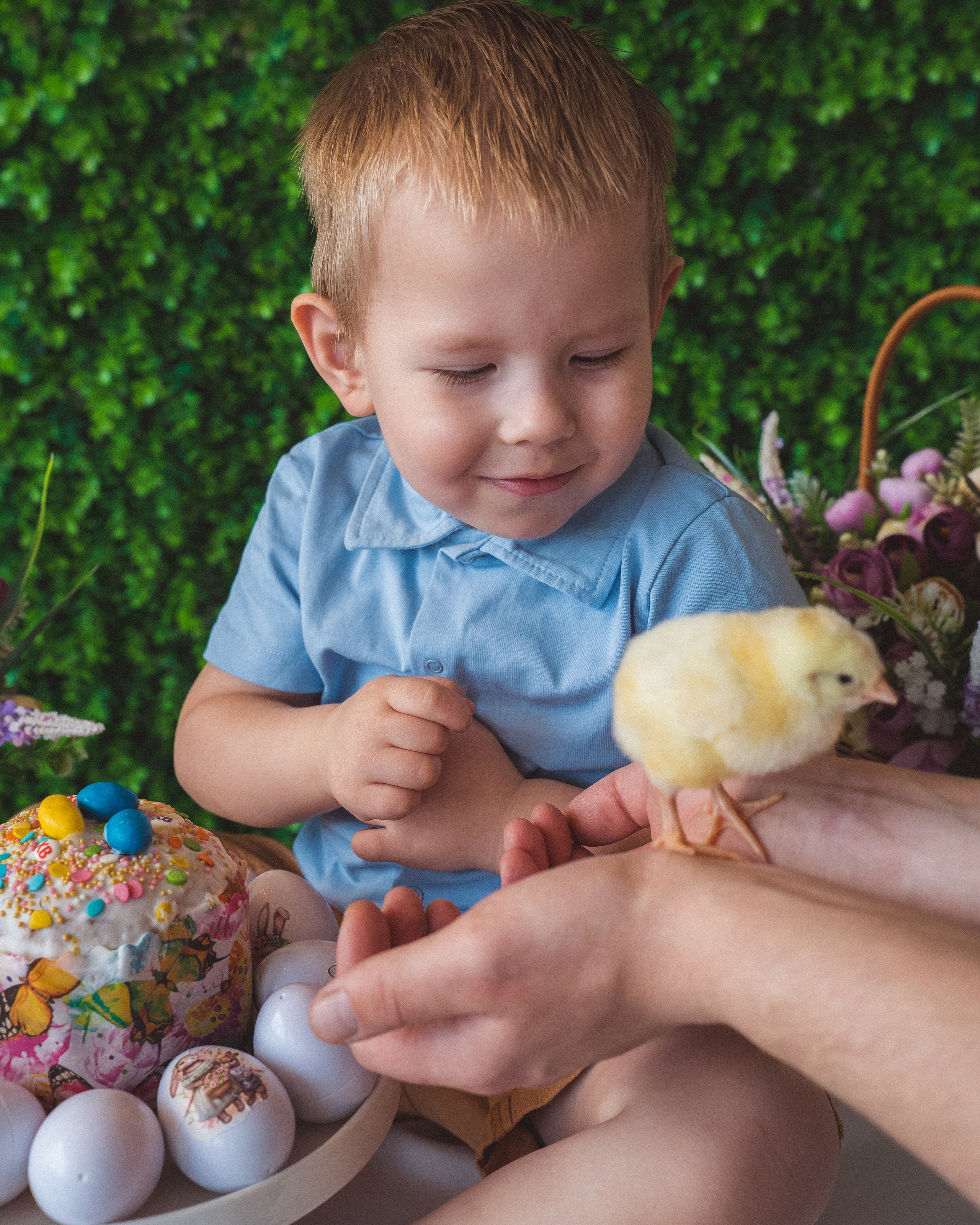 Пасхальный фотодень с цыплятами и кроликами