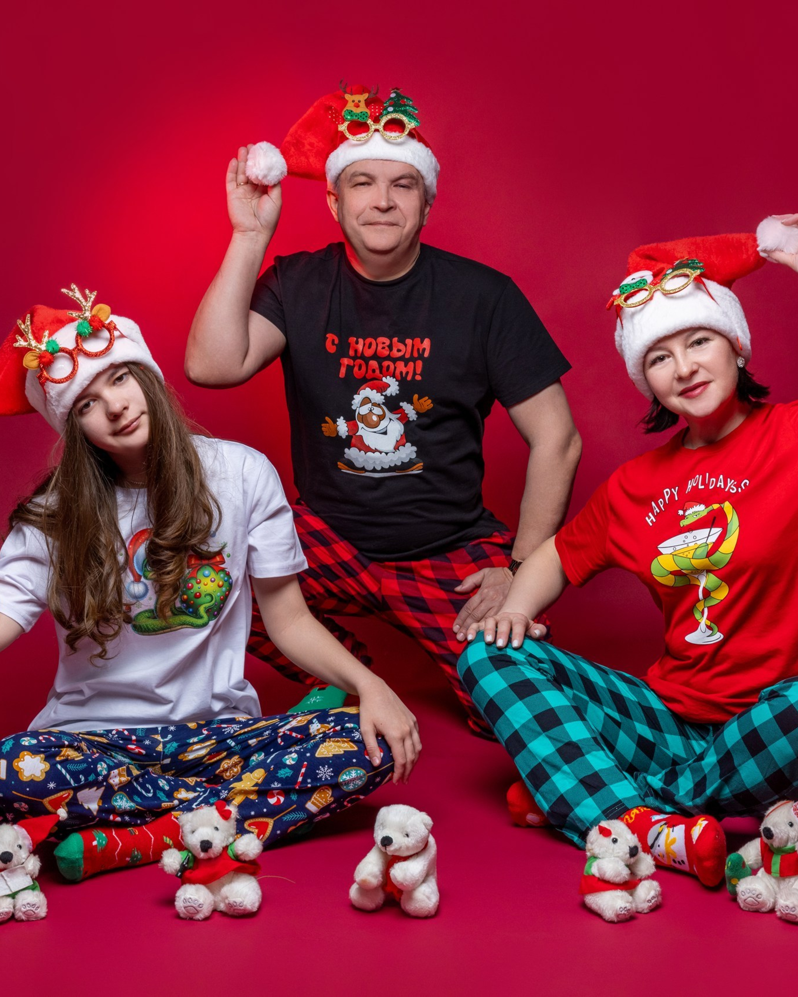 Семейная новогодняя съемка на&nbsp;фонах