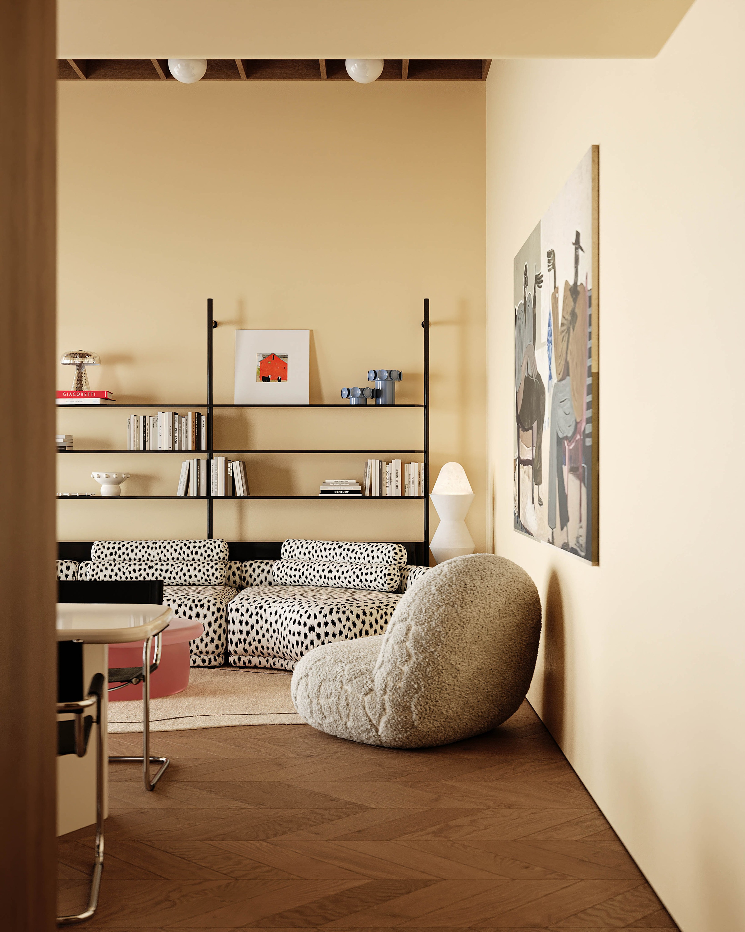 Яркая кухня-гостиная/ Дизайнер: LINES DESIGN