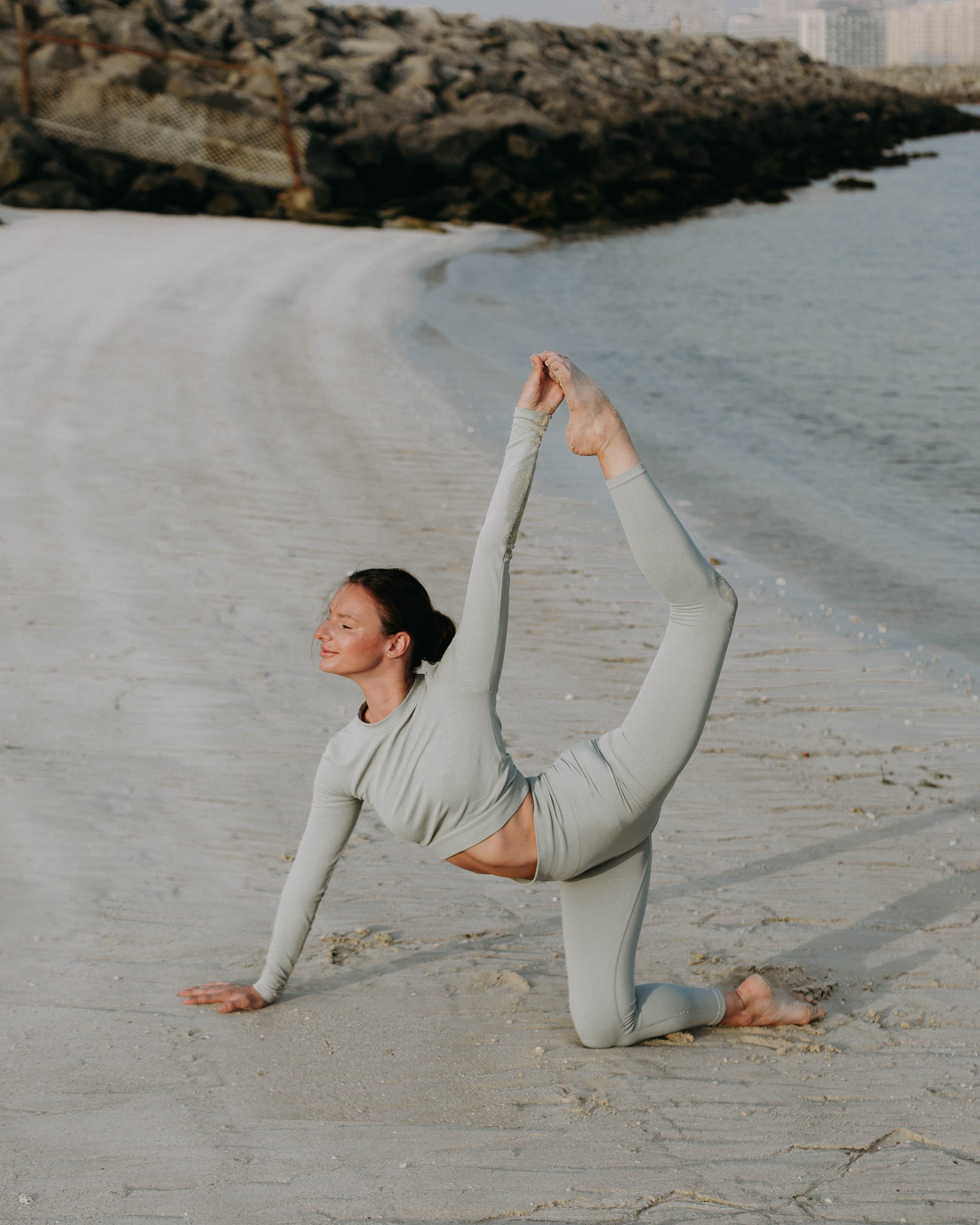 Morning yoga on the beach