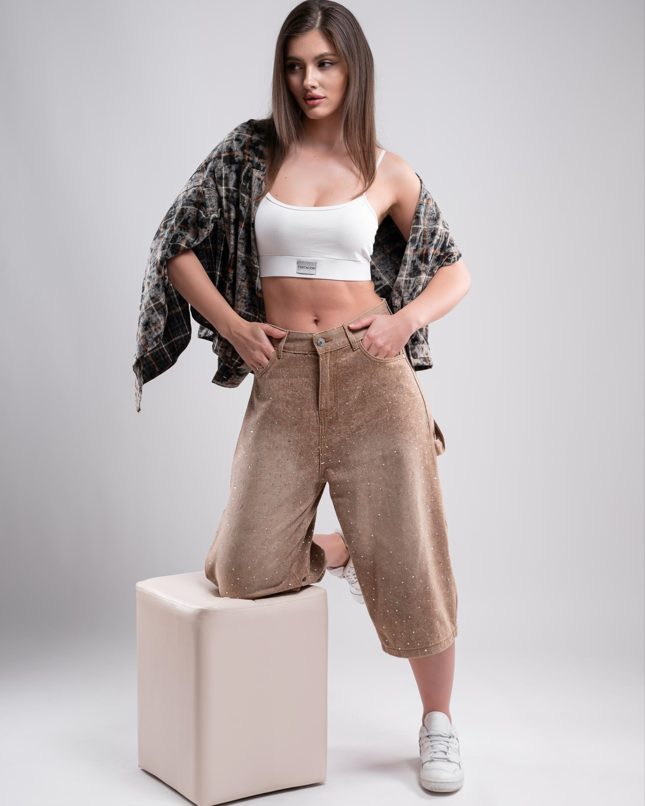 Джинсовые бриджи