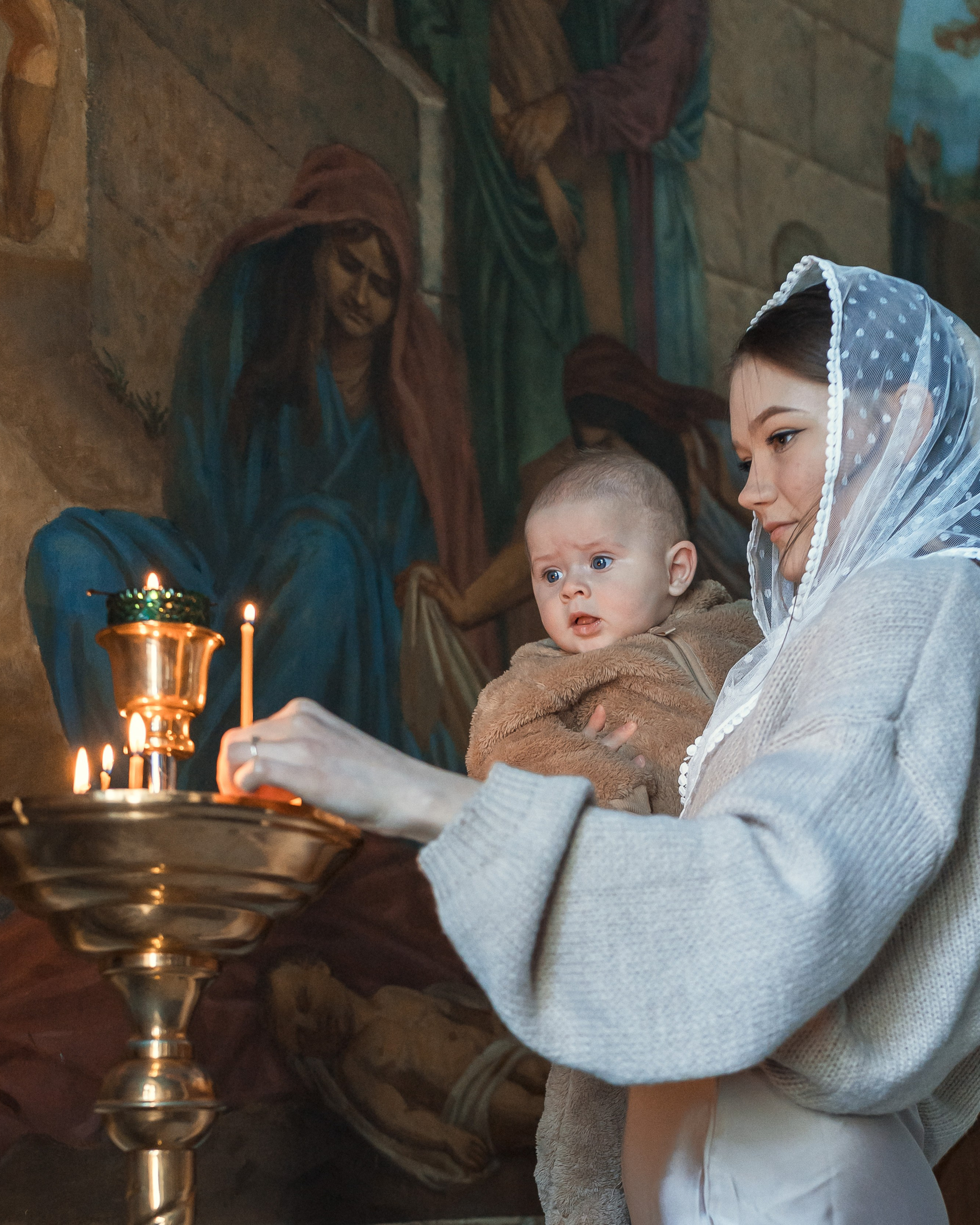 Крещение в Храме Ризоположения Пресвятой Богородицы в Леоново