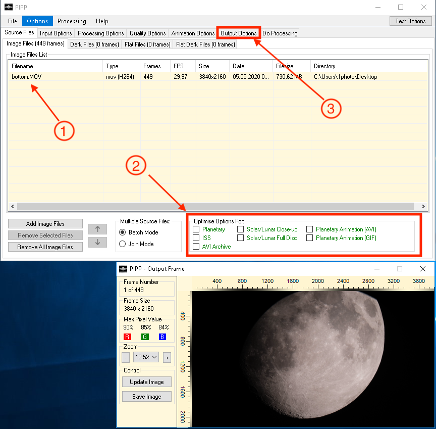 Интерфейс программы pipp