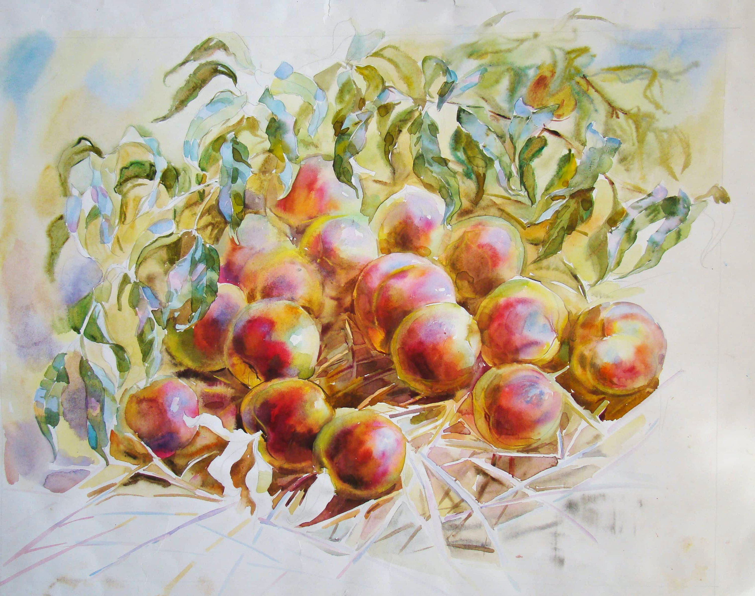 «Персики в саду». Свет акварели Галины Поплавской