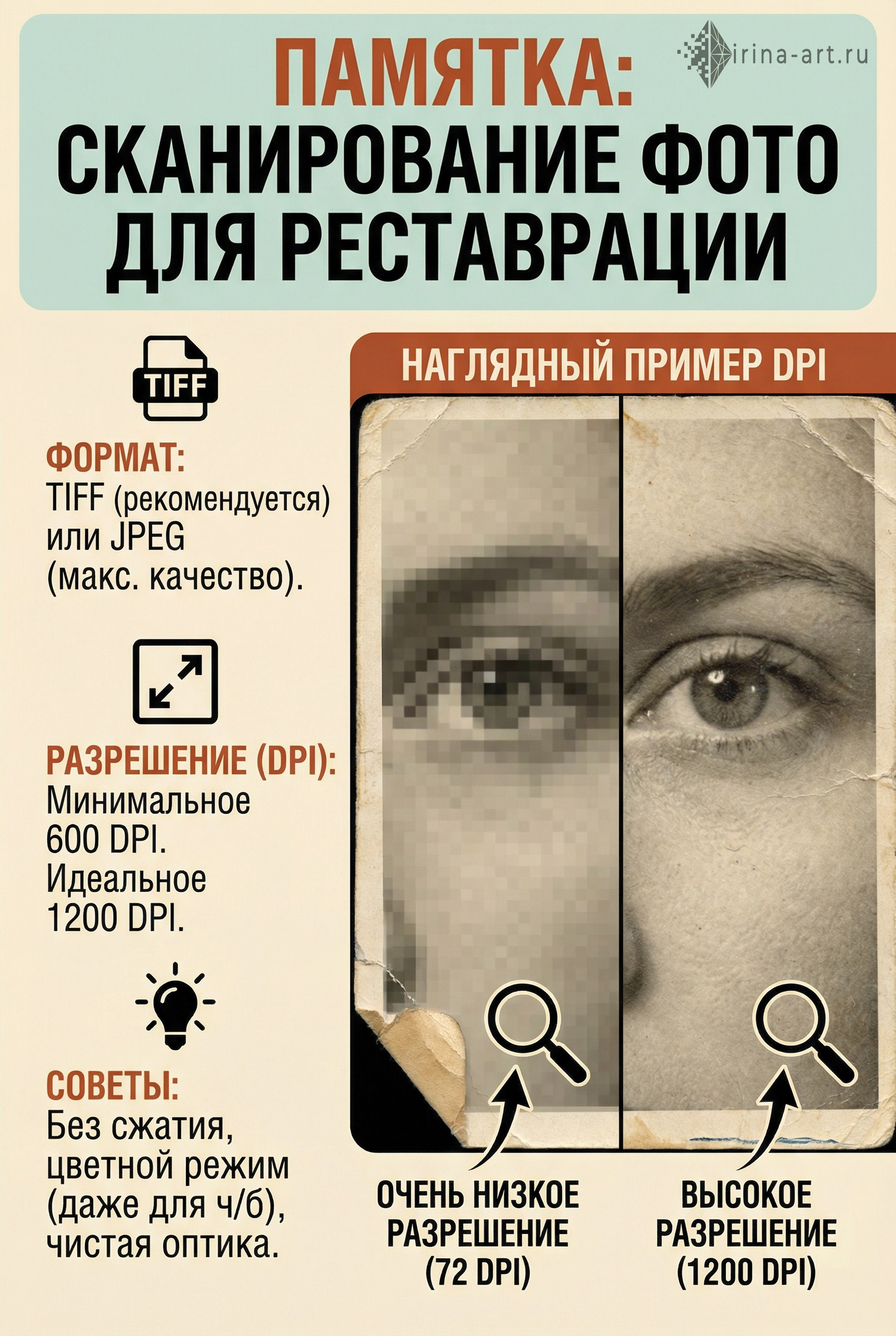 Памятки клиенту. Irina ART | Реставрация, анимация и обработка фотографий