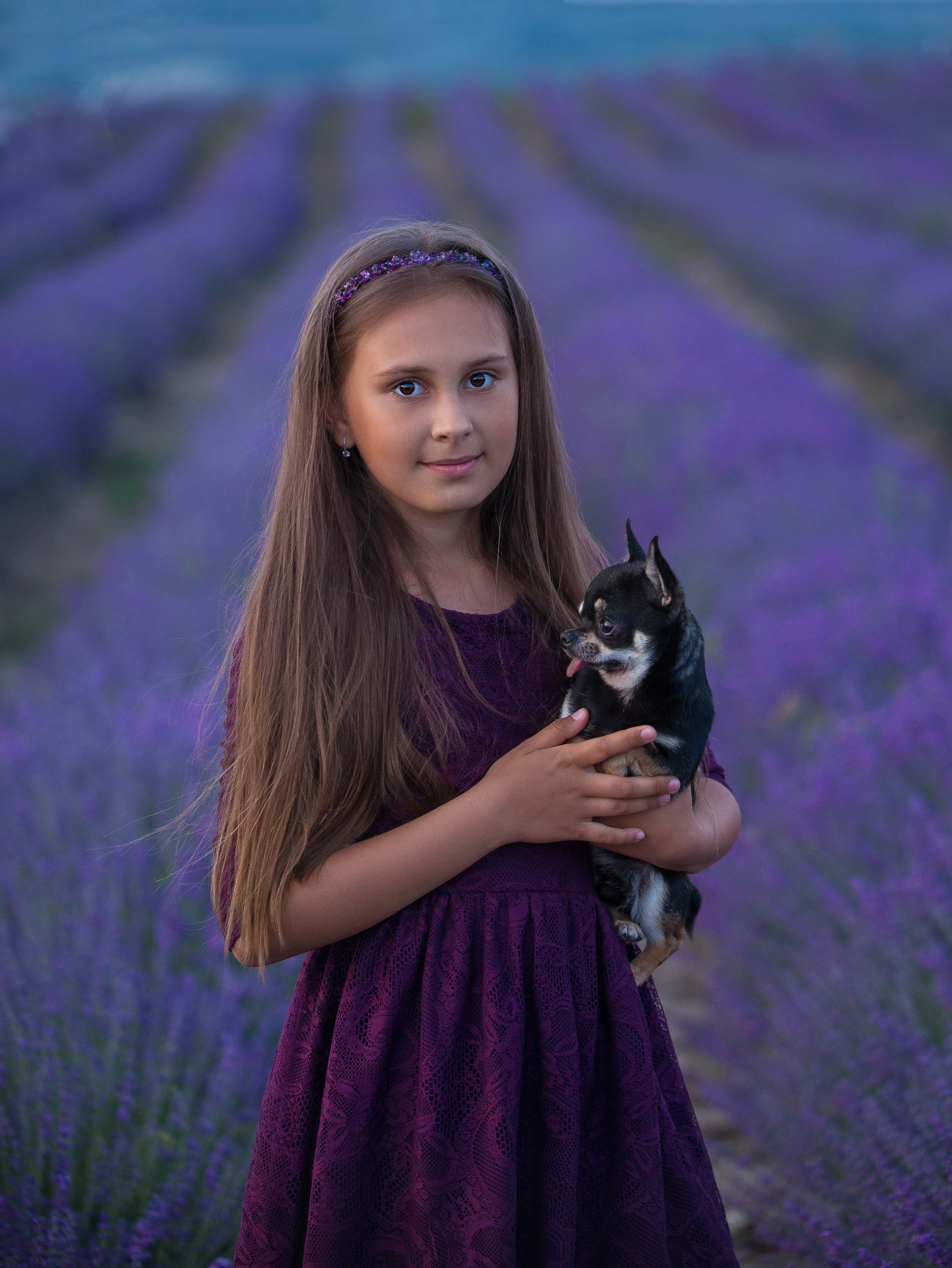 Фотосессия в цветущей лаванде и портреты в закатное время