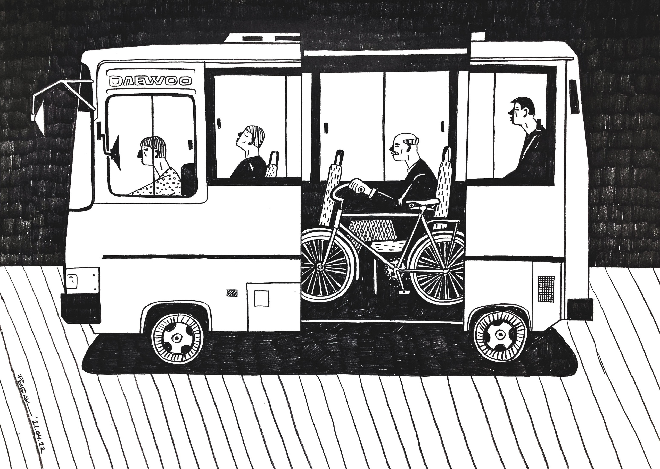 Серия Транспортная Автобусно-таксишная. Художник Рыбак Николай