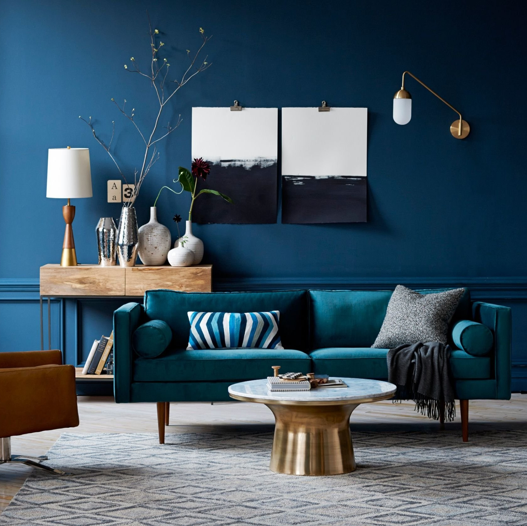 Голубой интерьер. Цветокоррекция Victory photo