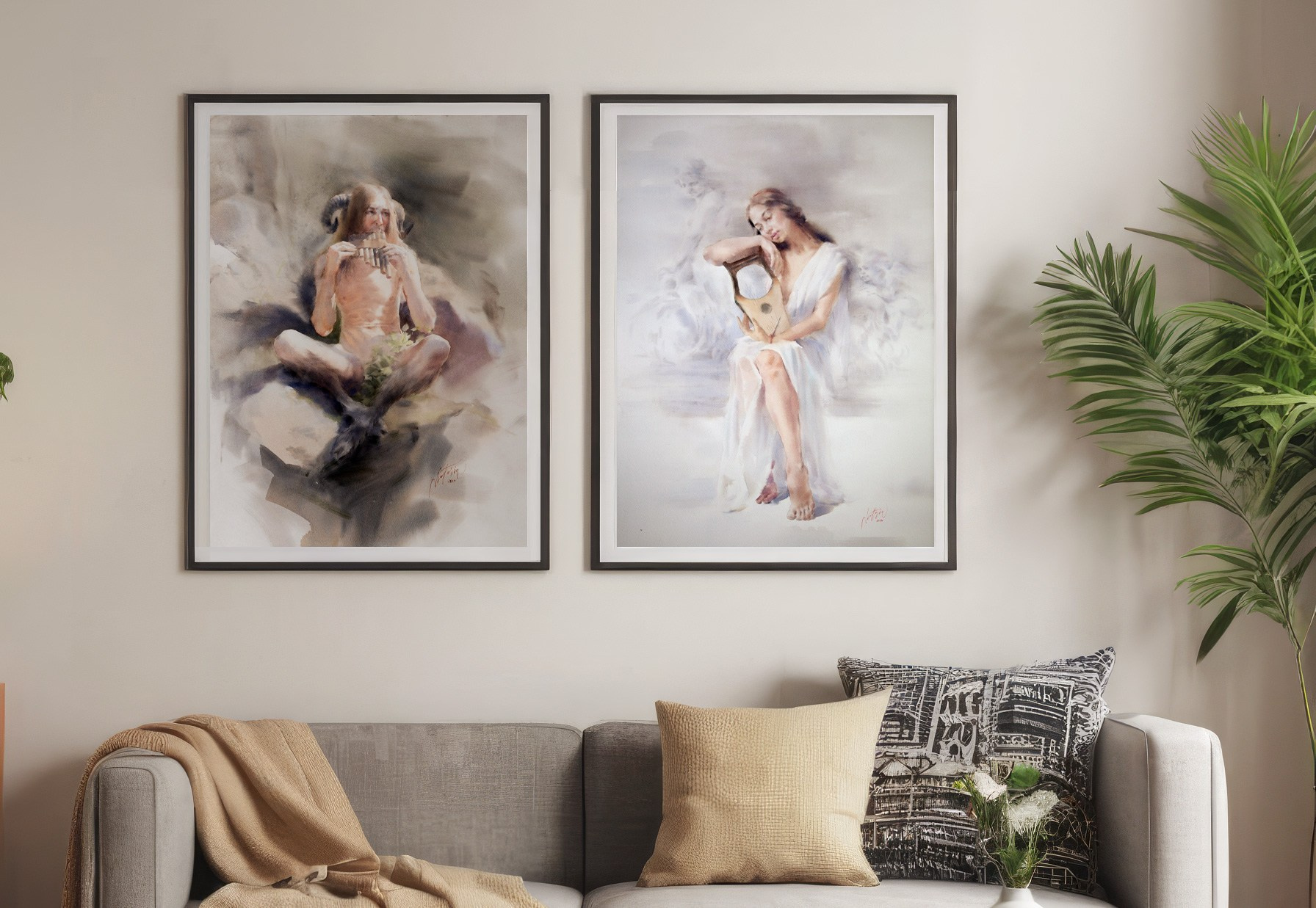 Акварельные работы в цвете, сюжет Ню, эротика в акварели