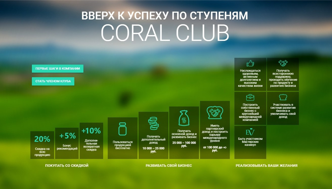 Система вознаграждения Корал Клаб - читать на сайте дистрибьютора