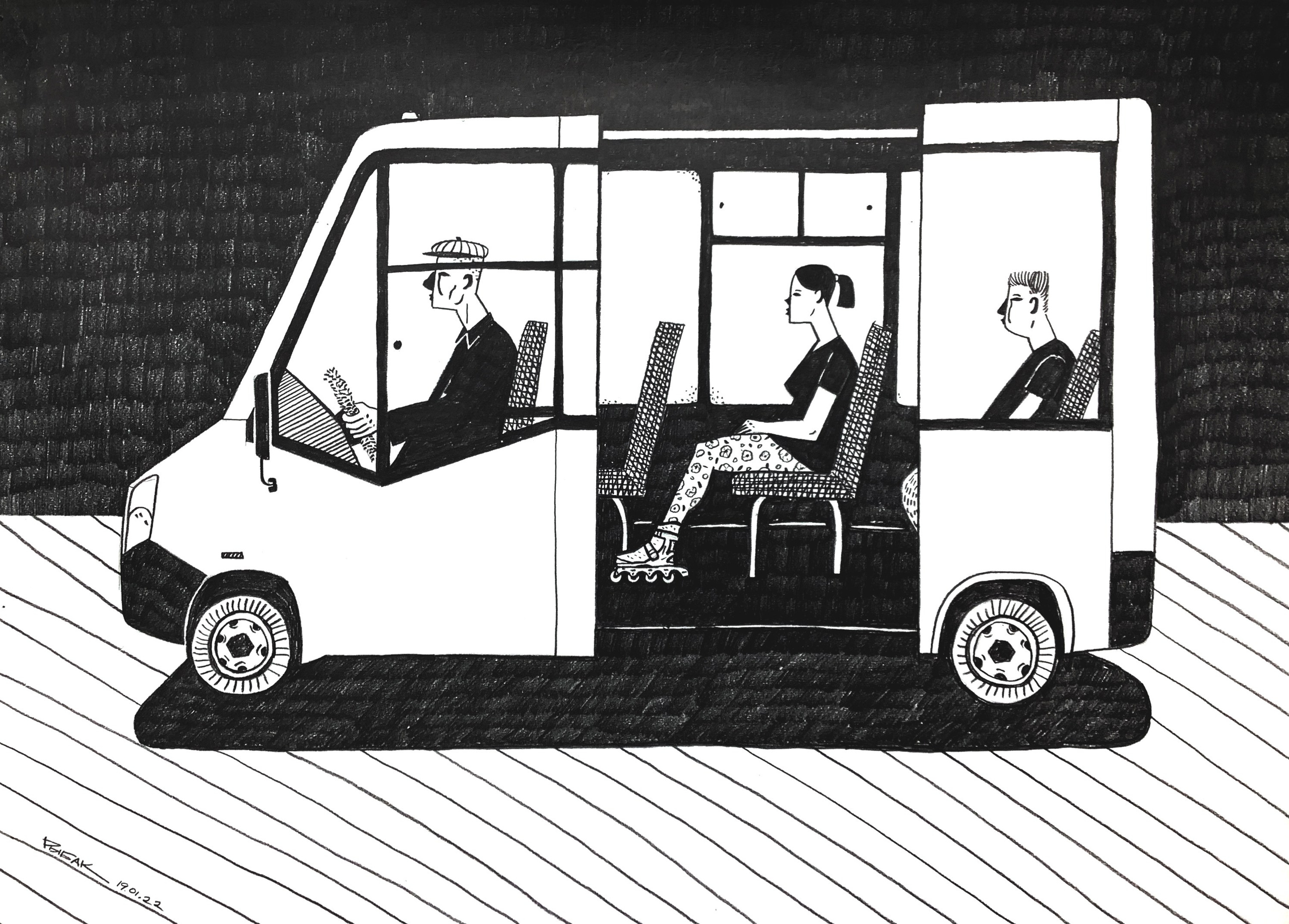 Серия Транспортная Автобусно-таксишная. Художник Рыбак Николай