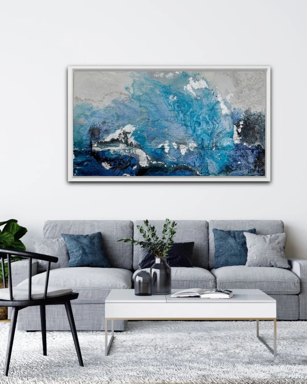 Современная картина в голубых, синих тонах для стильного интерьера. MONA-ART. Студия авторского декора на заказ: зеркала-скалы по вашим размерам, столики, 3D панно, интерьерные картины, торшеры, светильники,