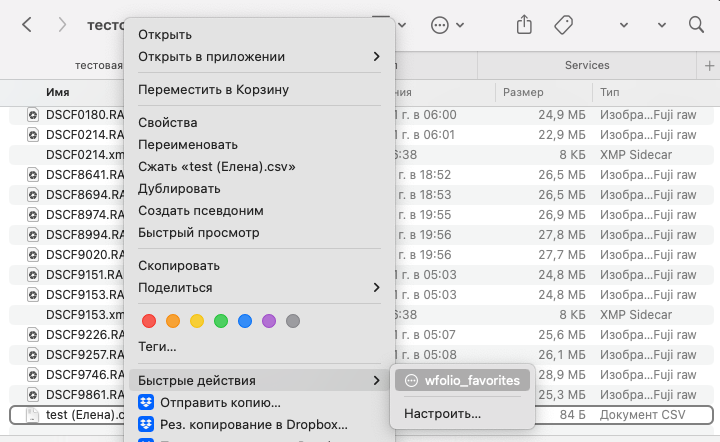 Копирование файлов из списка избранного в отдельную папку. Фотограф Константин Шамин