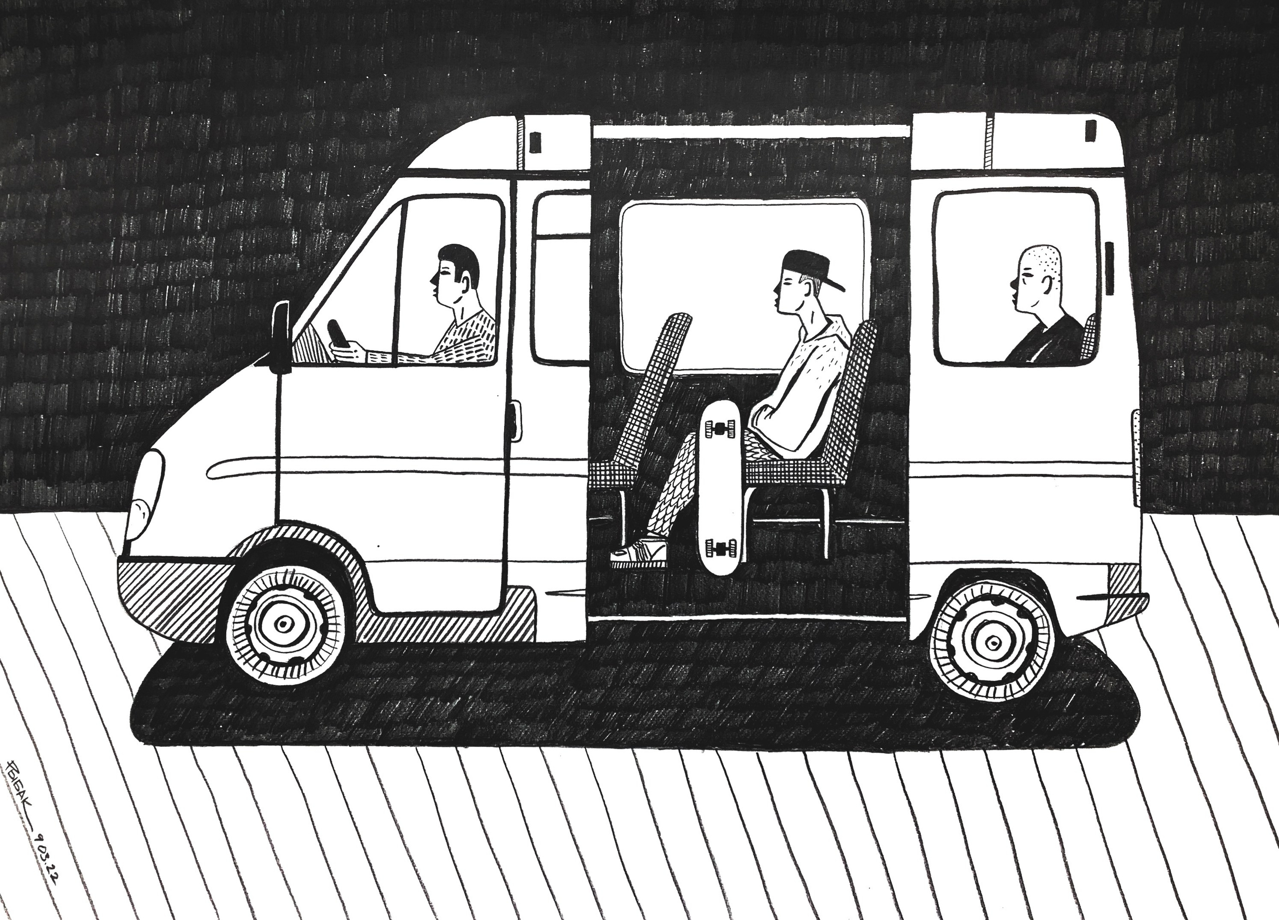 Серия Транспортная Автобусно-таксишная. Художник Рыбак Николай