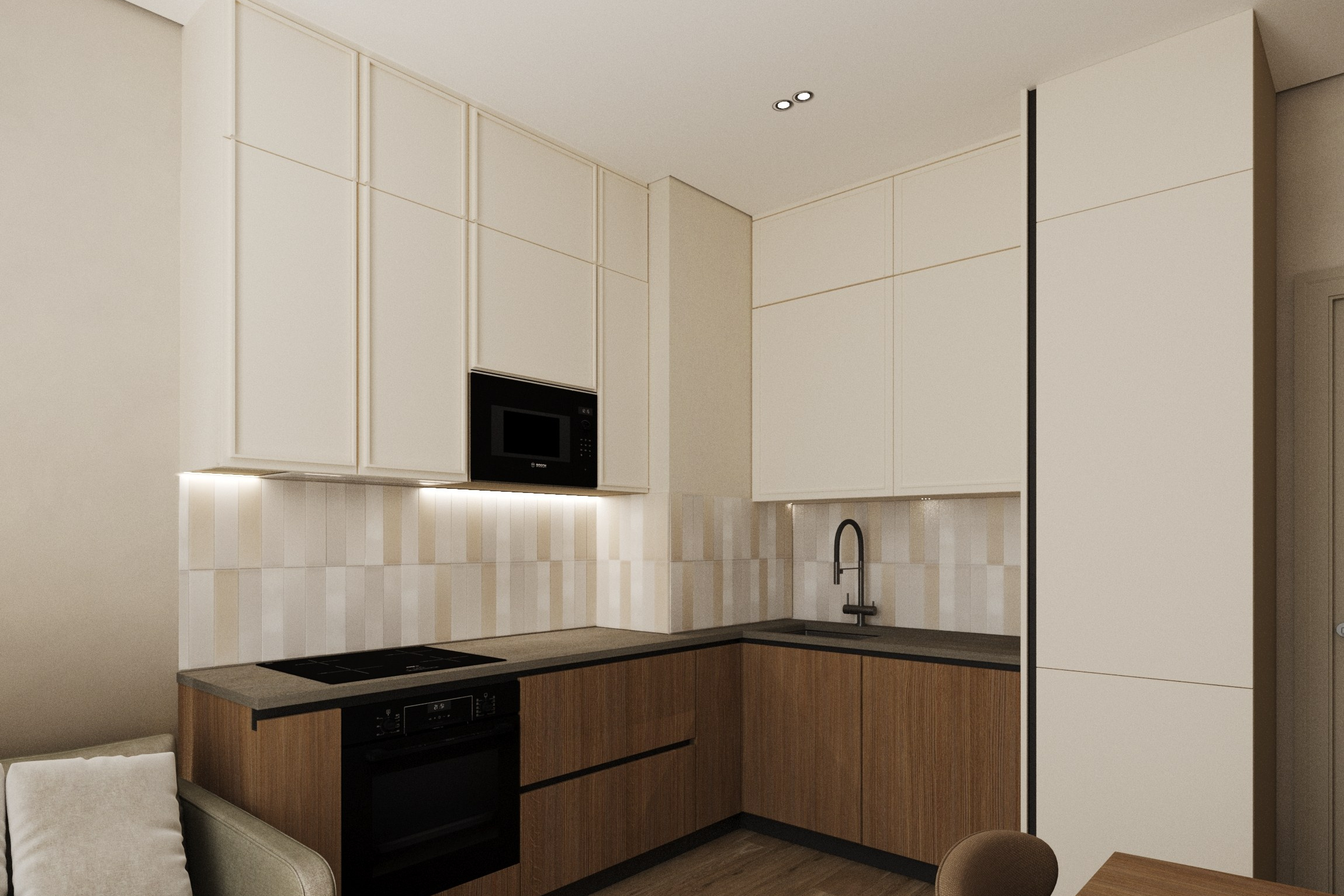 кухня-гостиная в стиле современный минимализм 