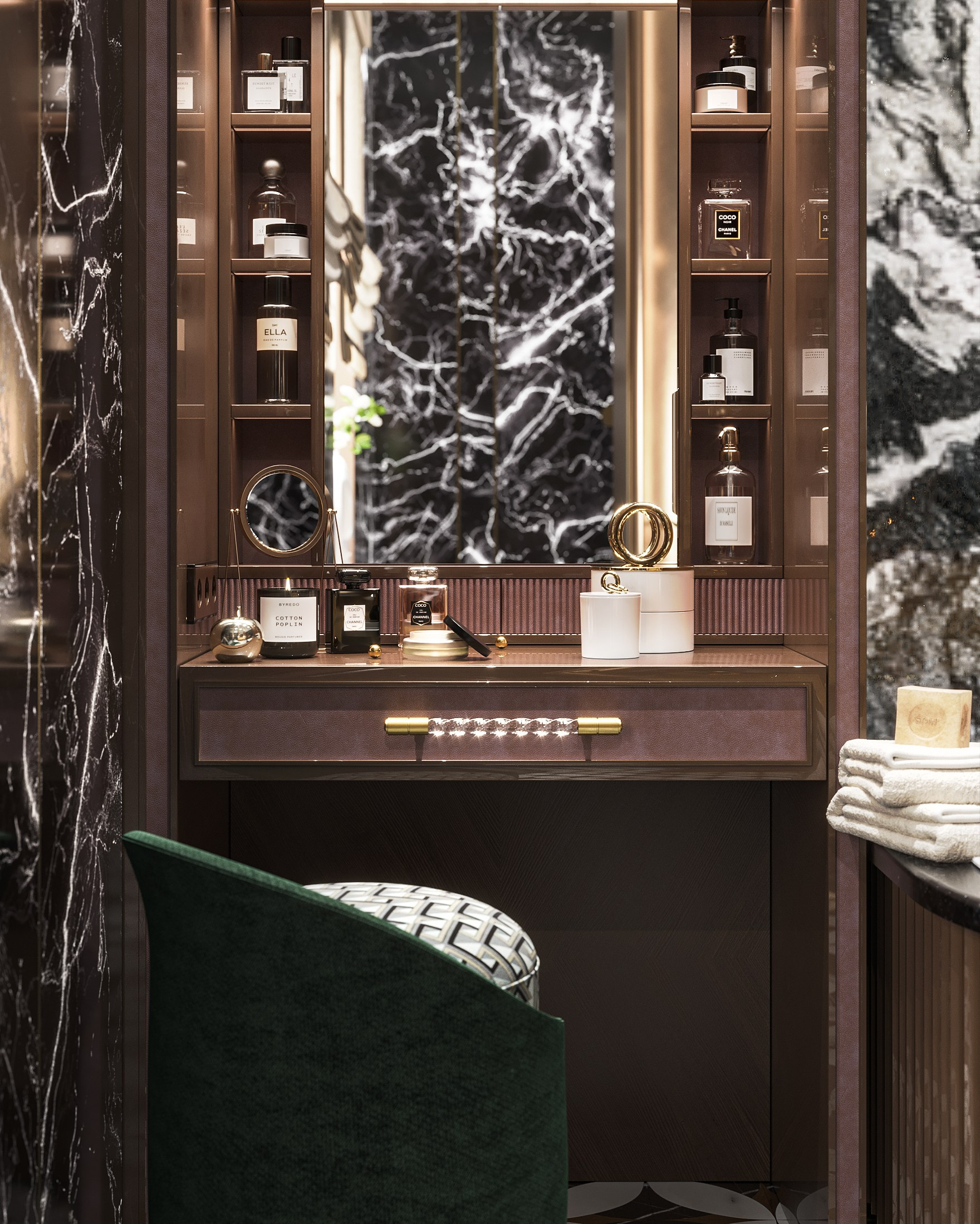 3D visualization of the master bathroom for TADstudio. 3D visualization for architects and designers