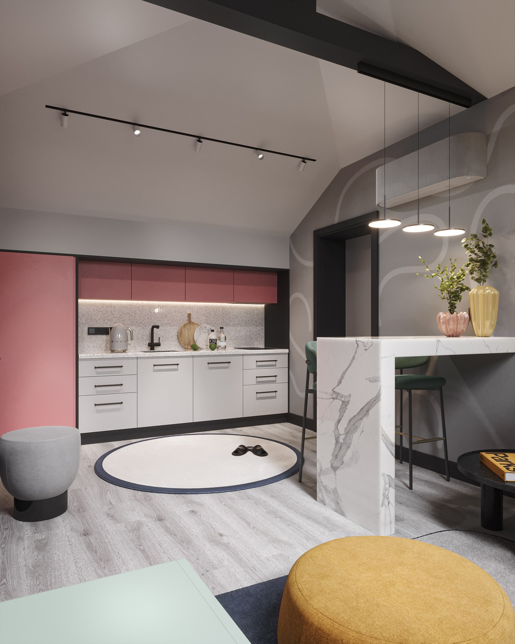 3D visualization of a small apartment for TADstudio #2. 3D visualization for architects and designers