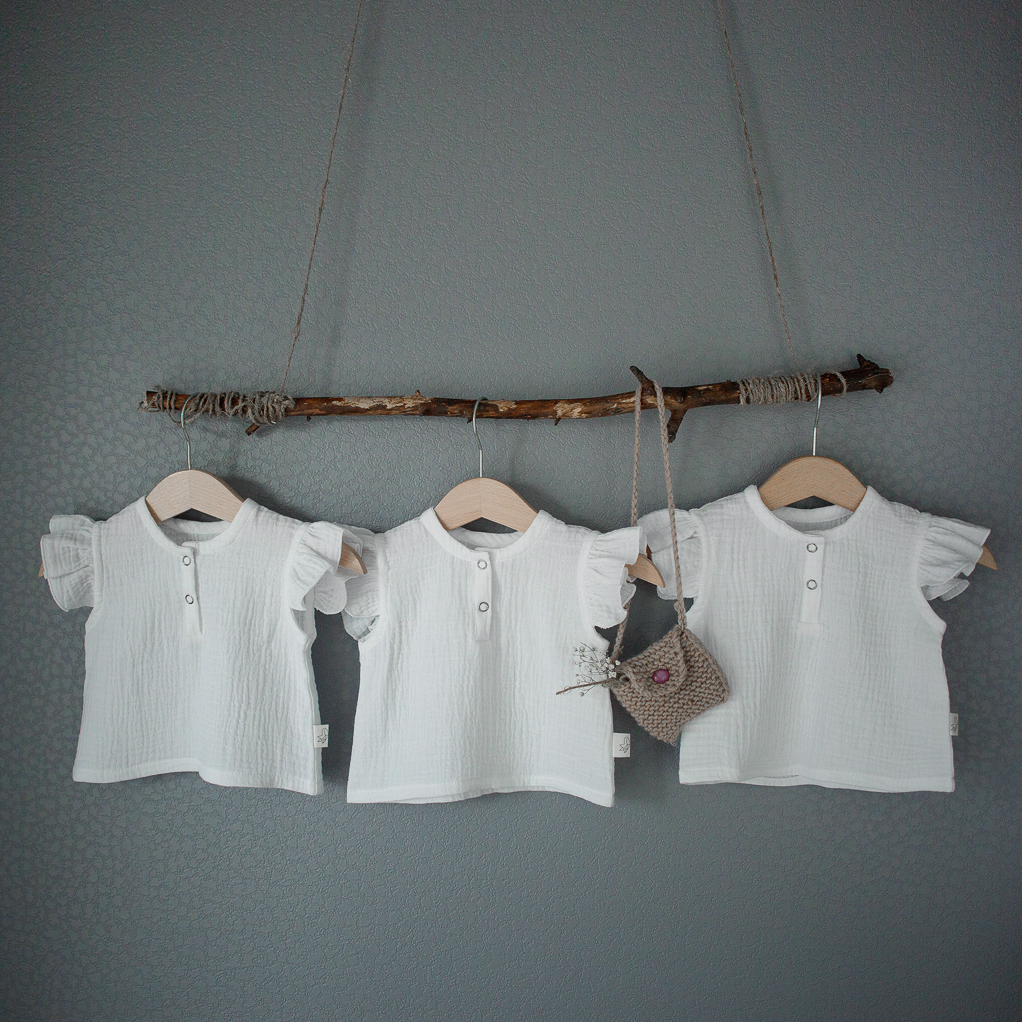 N-030 Блузка с рукавами-крылышками 68. Эко-одежда для детей