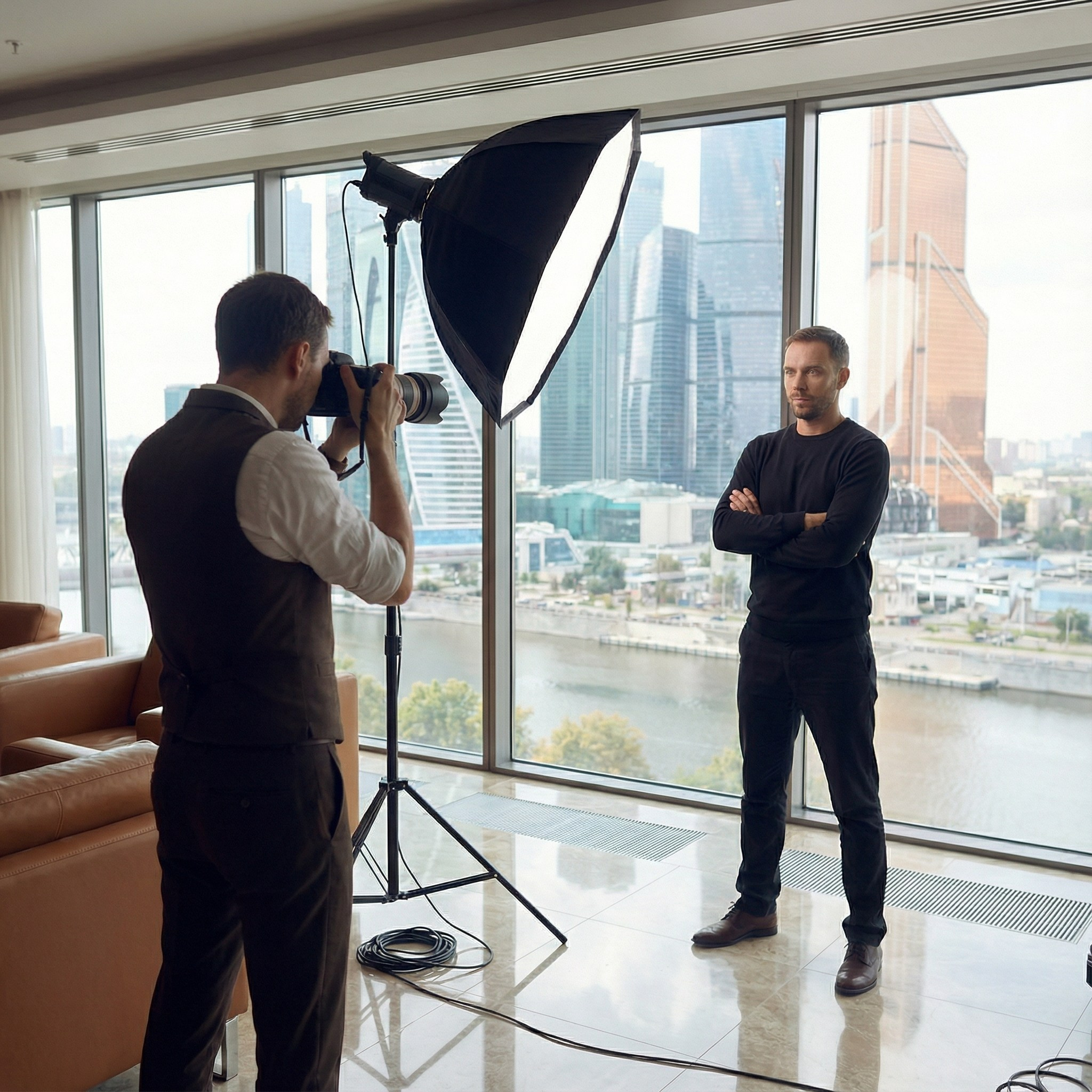 Пример корпоративной фотосессии: команда сотрудников в офисе.