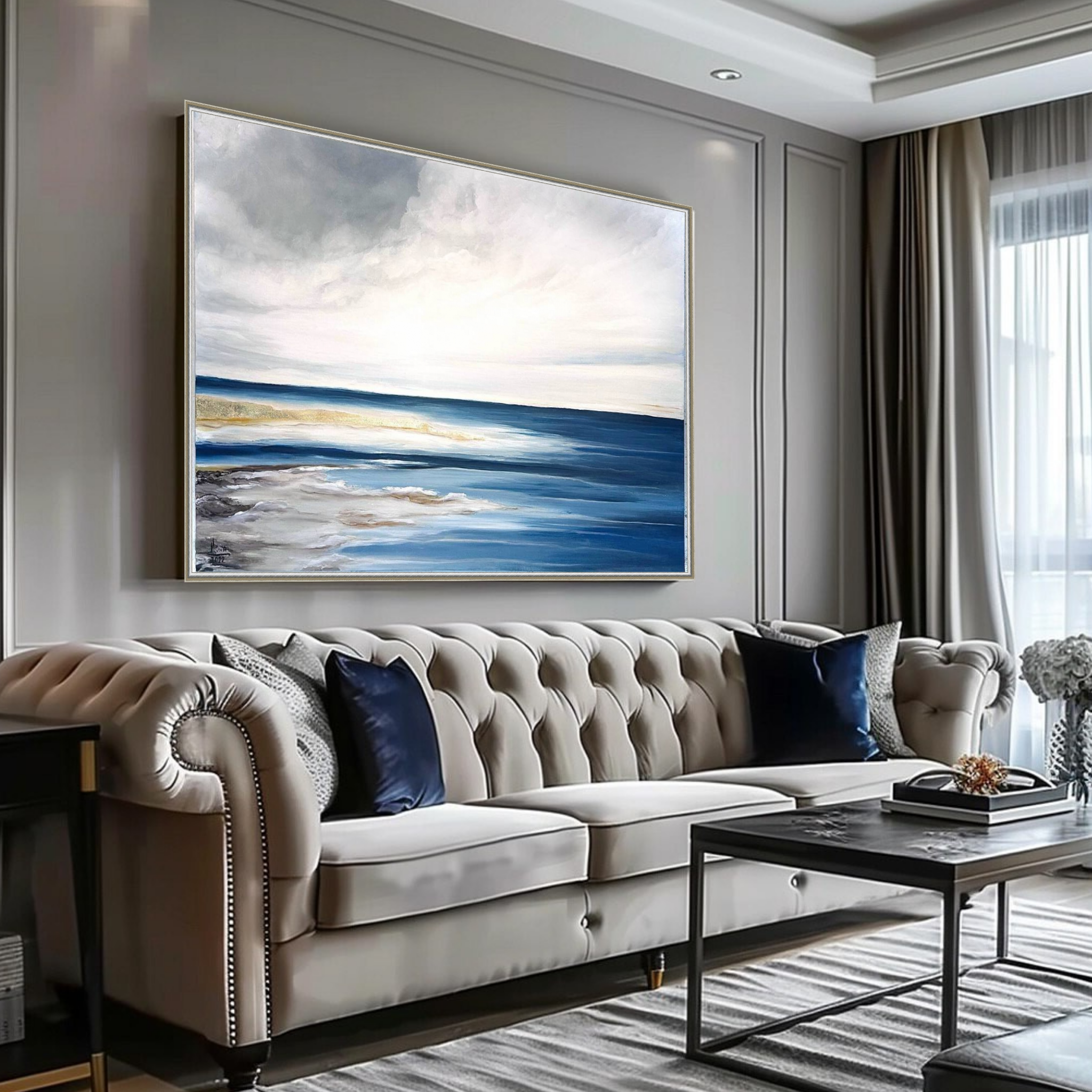 черная картина с золотом