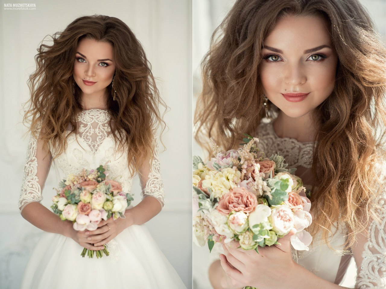 Портрет невесты с букетом - свадебное портфолио в Москве для стилистов