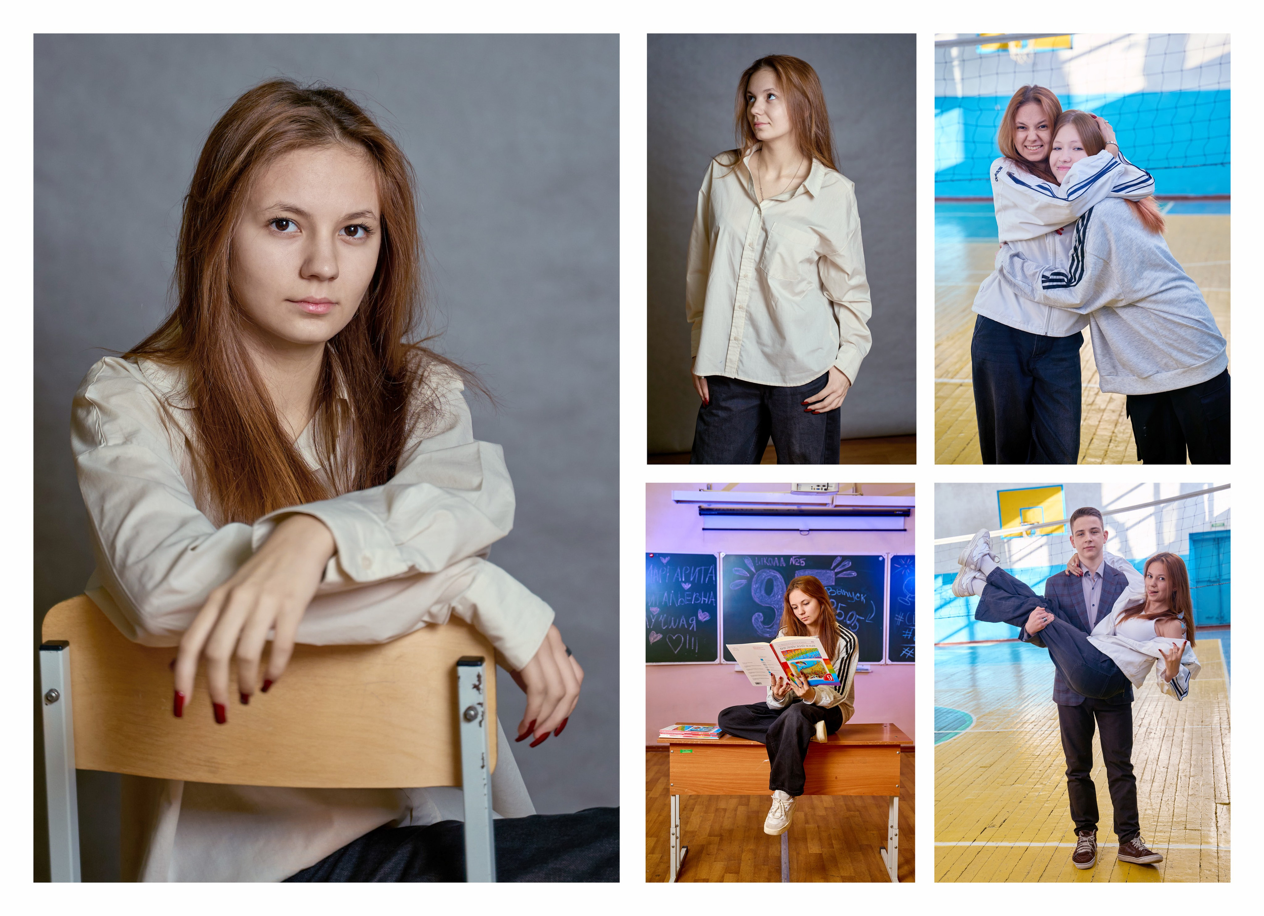 Примеры готовых разворотов. Школа. Выпускные фотокниги во Владивостоке Джуган Елена