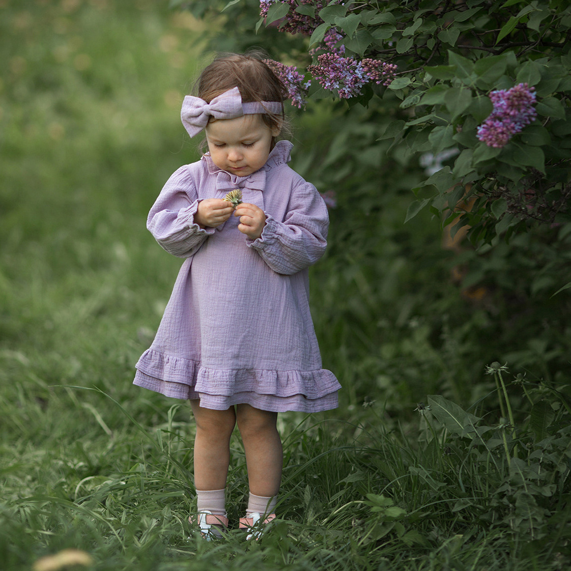 036 Платье с бантиком. Эко-одежда для детей