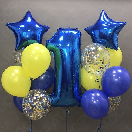 Шары с синими цифрами. Студия праздничного декора