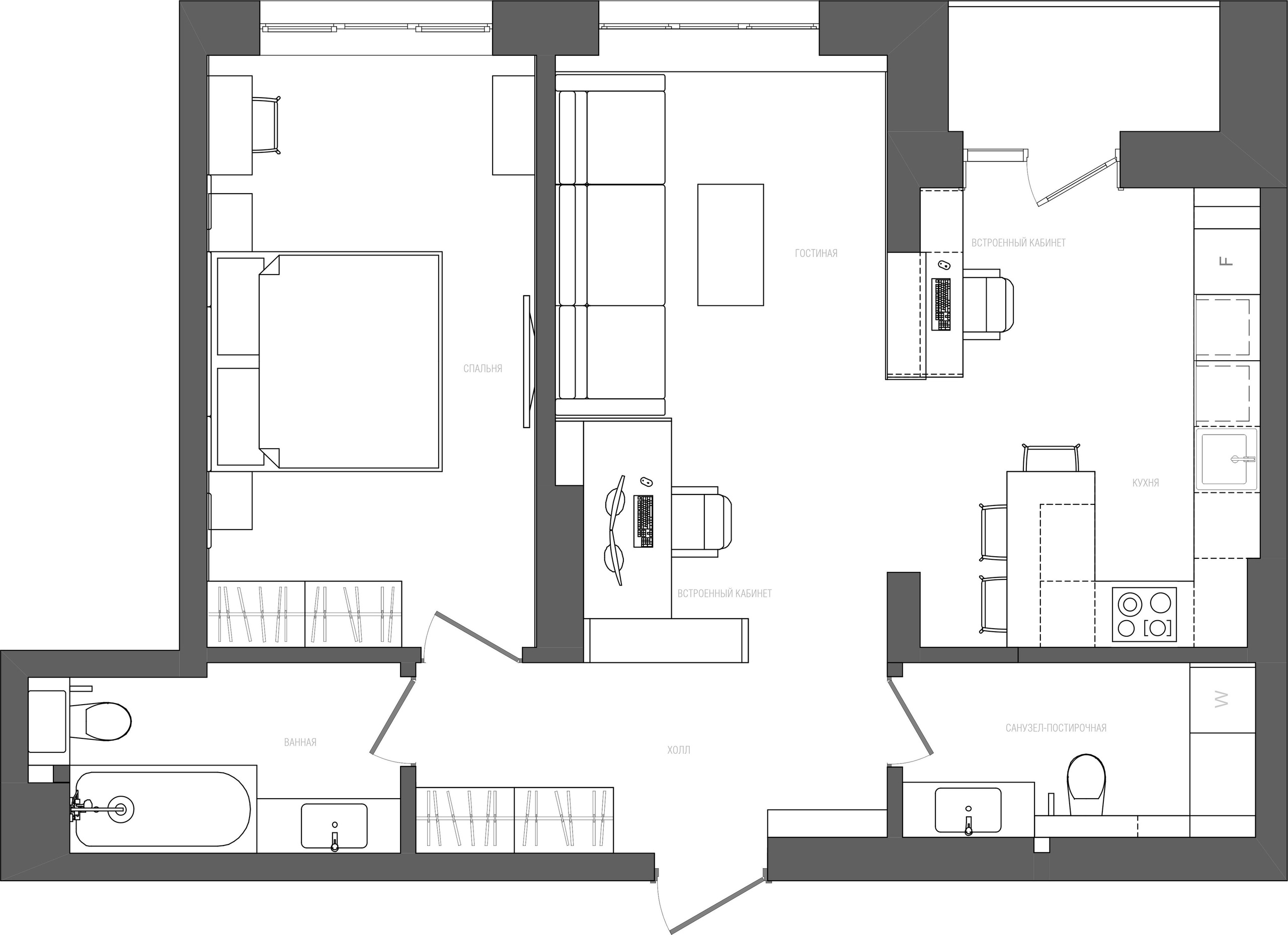 Проект HUB. Дизайн интерьера в Новосибирске, Мире, Онлайн | Студия дизайна интерьера TWOREZ