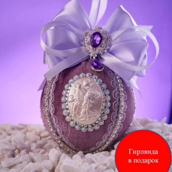 новогодние шары бархатные 8шт, фиолетовый цвет