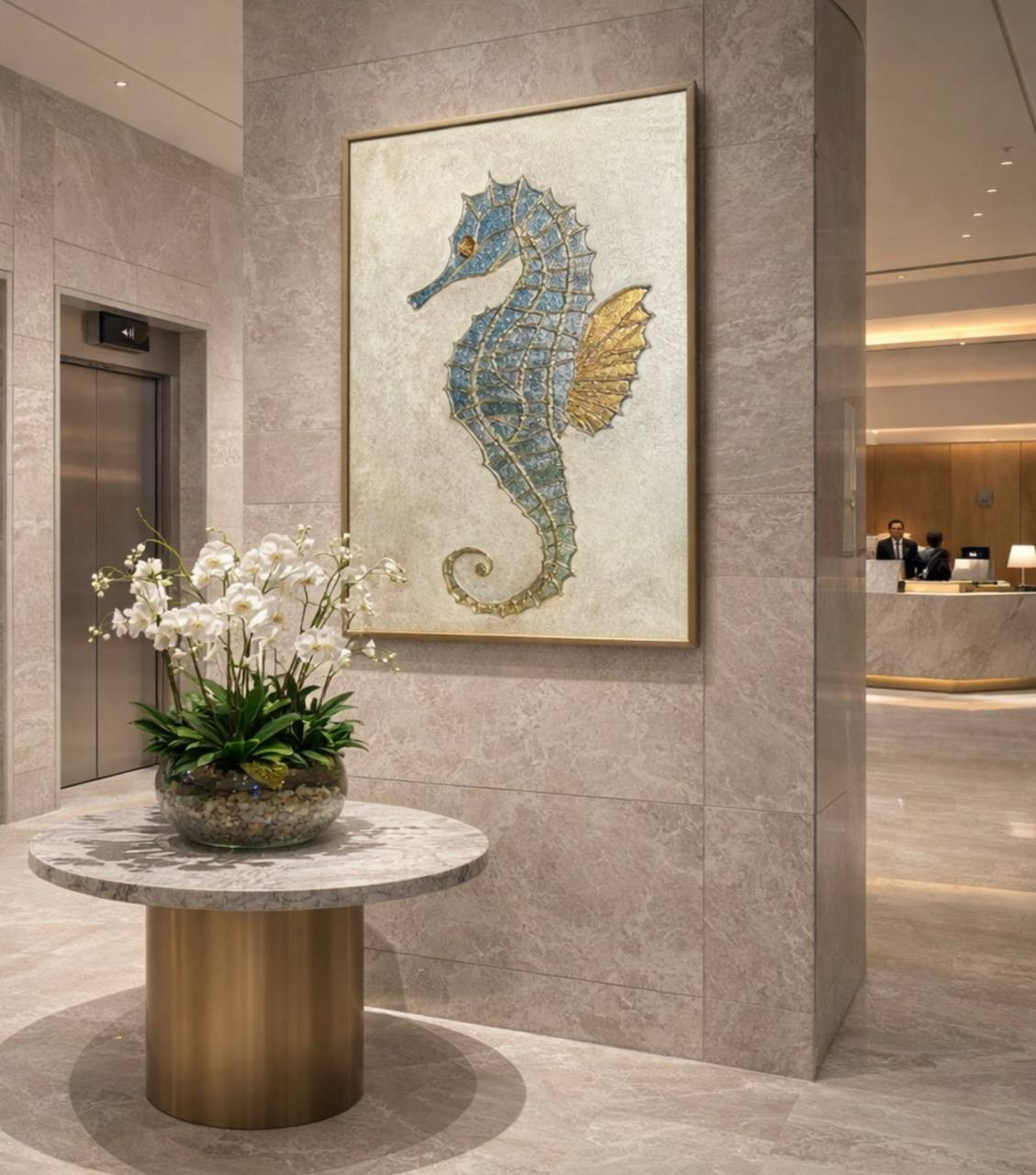 триптих морской конек, картина морской конек, luxury картина, морской декор, 3D картина, картина с золотой поталью, картина со стразами Swarovski, интерьерная картина, элитный декор, картина для гостиной, premium wall art.