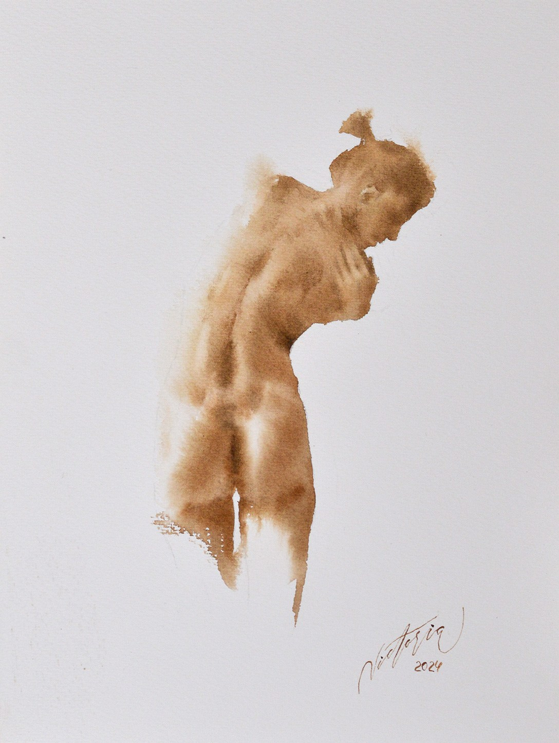 Акварельные работы в монохроме, эротика в акварели