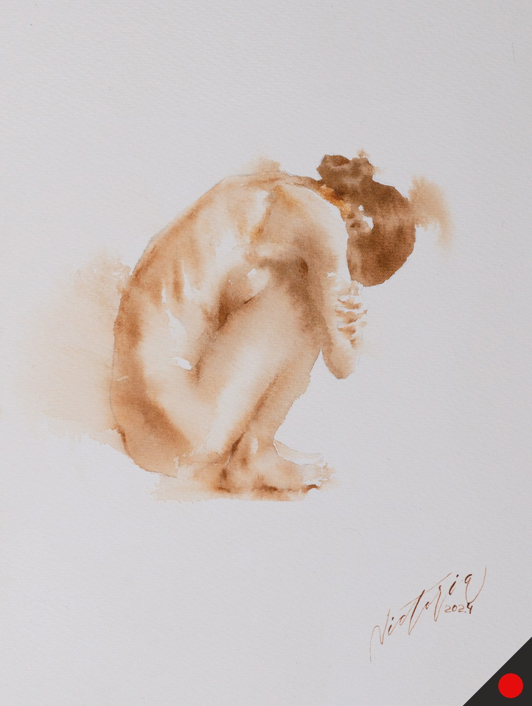 Акварельные работы в монохроме, эротика в акварели