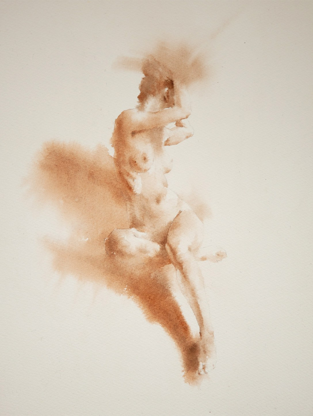 Акварельные работы в монохроме, эротика в акварели