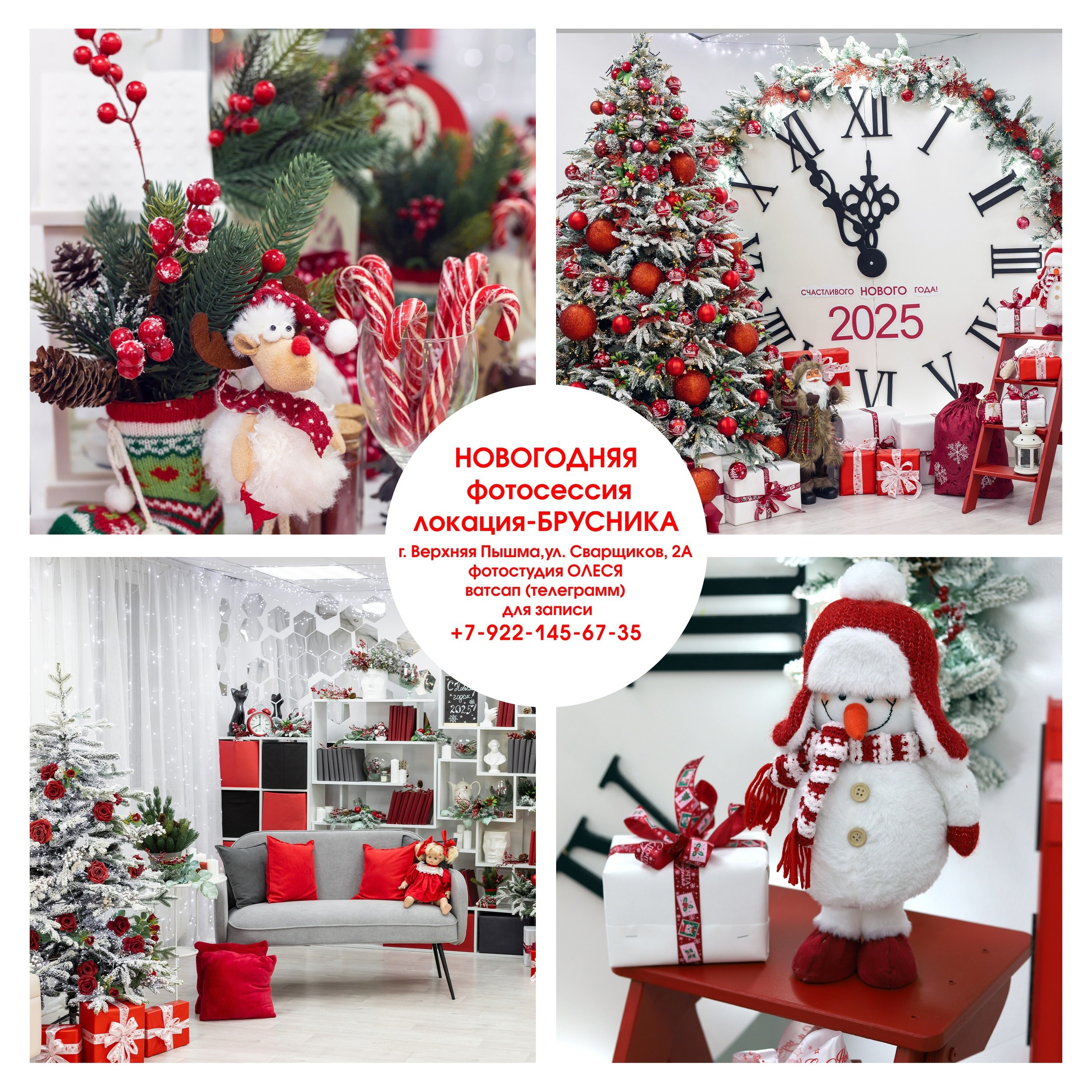 Семейная новогодняя фотосессия. Фотостудия «Олеся». Фотостудия в г. Верхняя Пышма